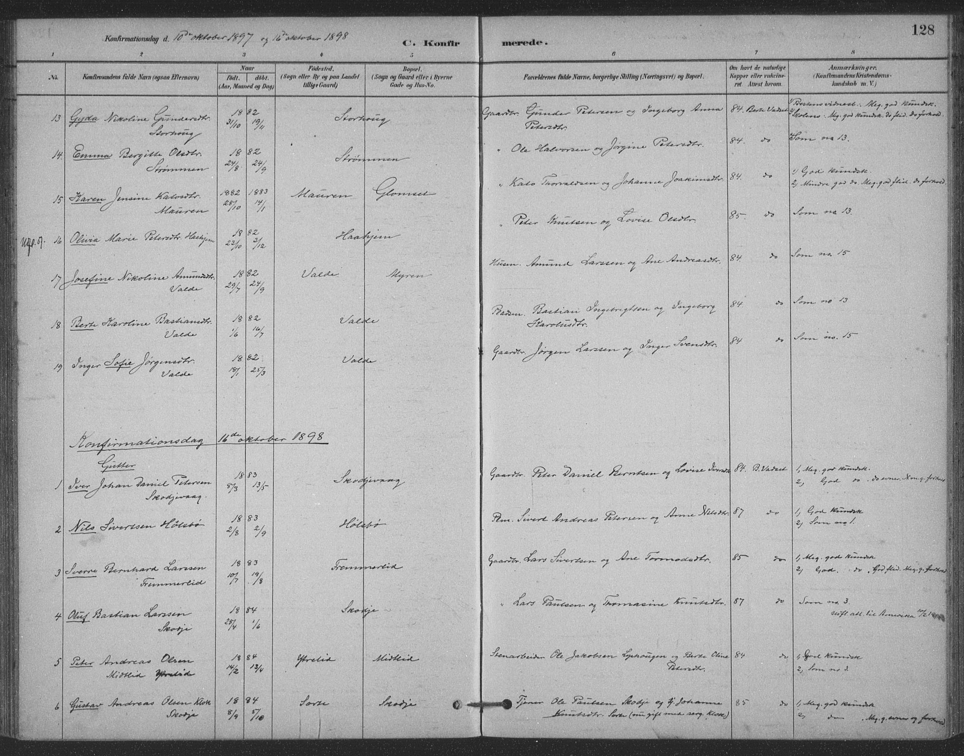 Ministerialprotokoller, klokkerbøker og fødselsregistre - Møre og Romsdal, AV/SAT-A-1454/524/L0356: Ministerialbok nr. 524A08, 1880-1899, s. 128