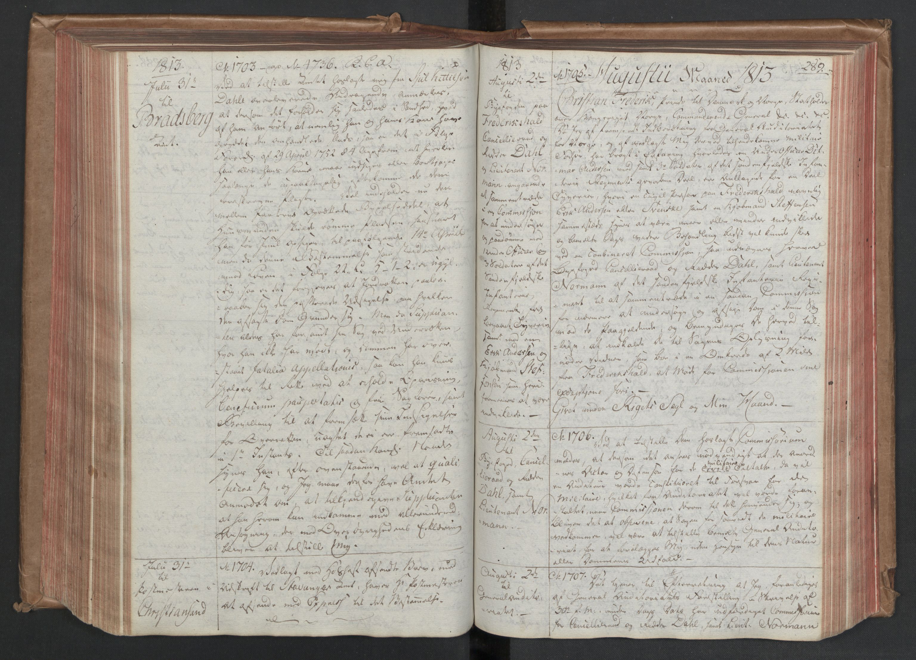 Stattholderembetet 1810-1814, 1. kontor (Kontor A), AV/RA-EA-2872/Bc/L0002: Korrespondanseprotokoll, 1812-1814, s. 288b-289a