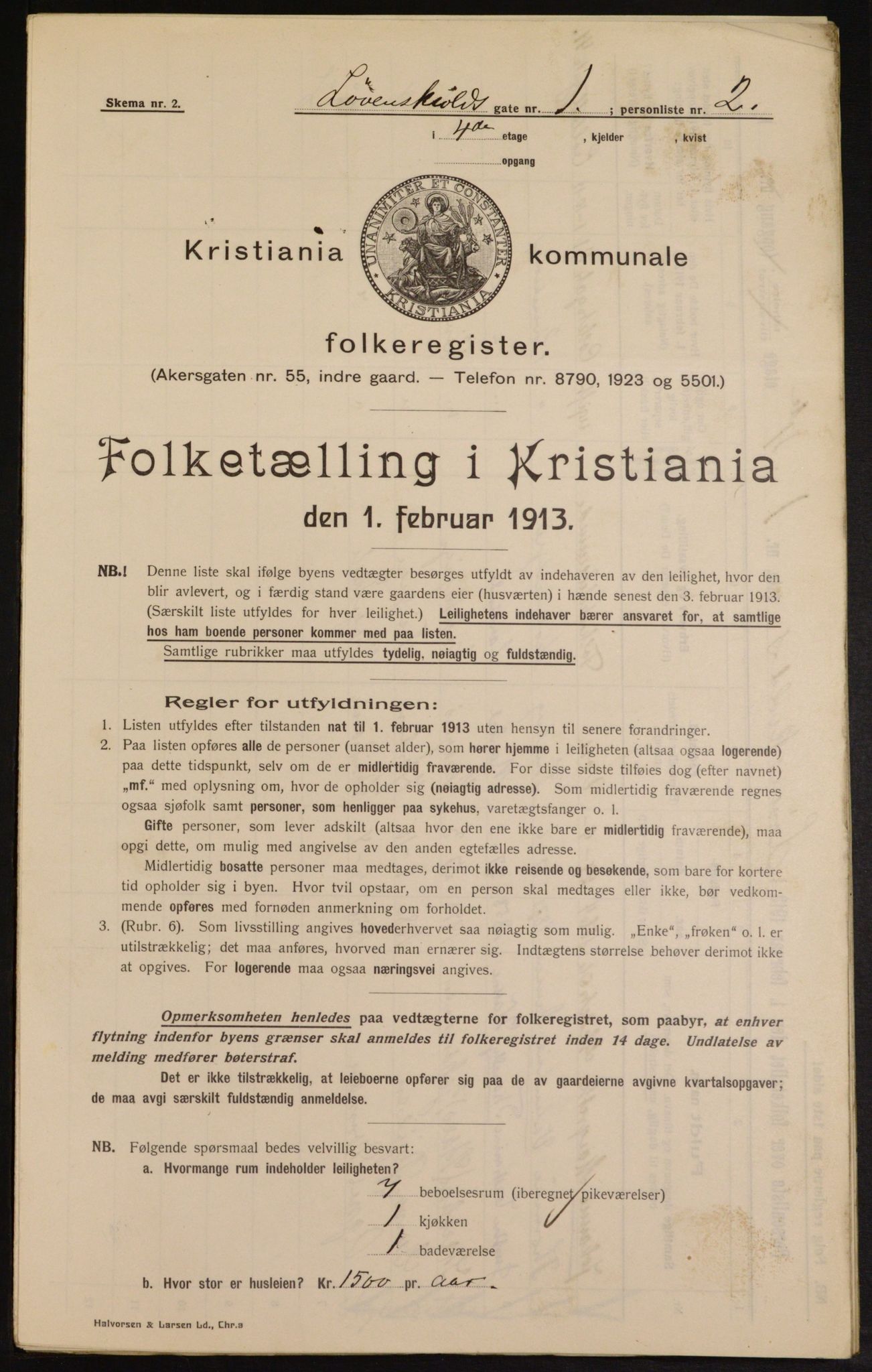 OBA, Kommunal folketelling 1.2.1913 for Kristiania, 1913, s. 58578