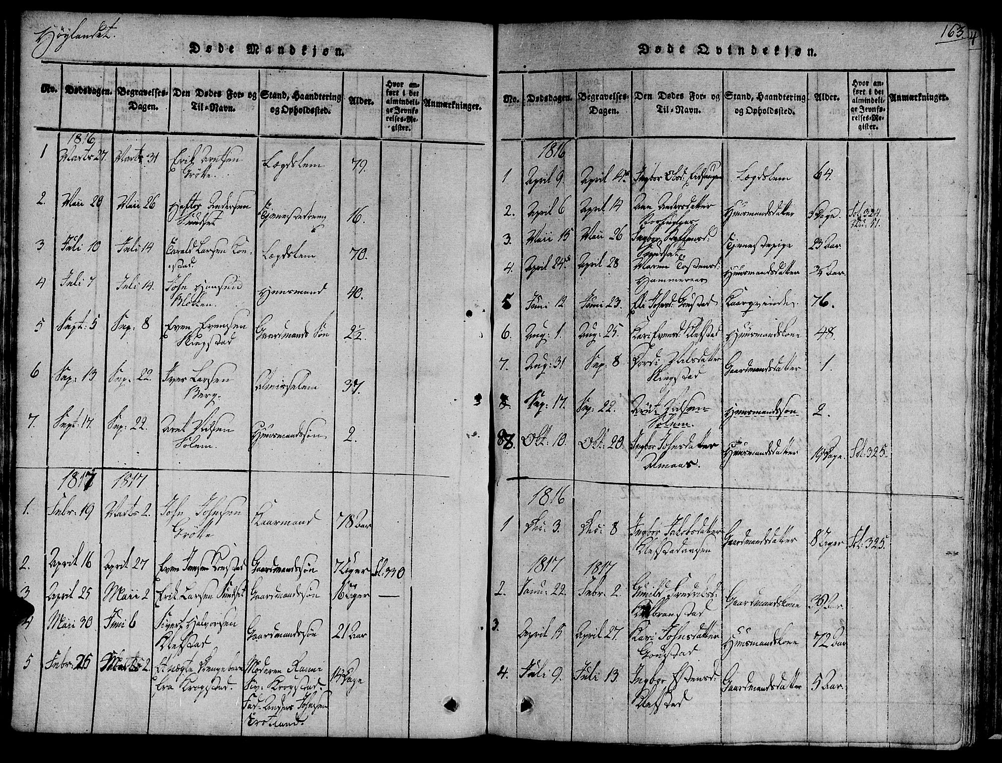 Ministerialprotokoller, klokkerbøker og fødselsregistre - Sør-Trøndelag, SAT/A-1456/691/L1068: Ministerialbok nr. 691A03 /4, 1816-1826, s. 163