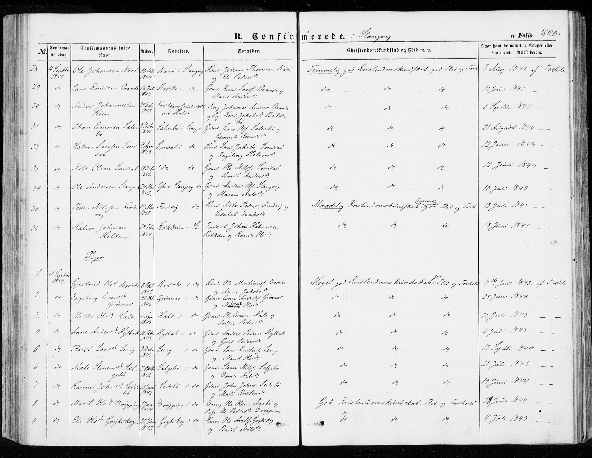 Ministerialprotokoller, klokkerbøker og fødselsregistre - Møre og Romsdal, SAT/A-1454/592/L1026: Ministerialbok nr. 592A04, 1849-1867, s. 220