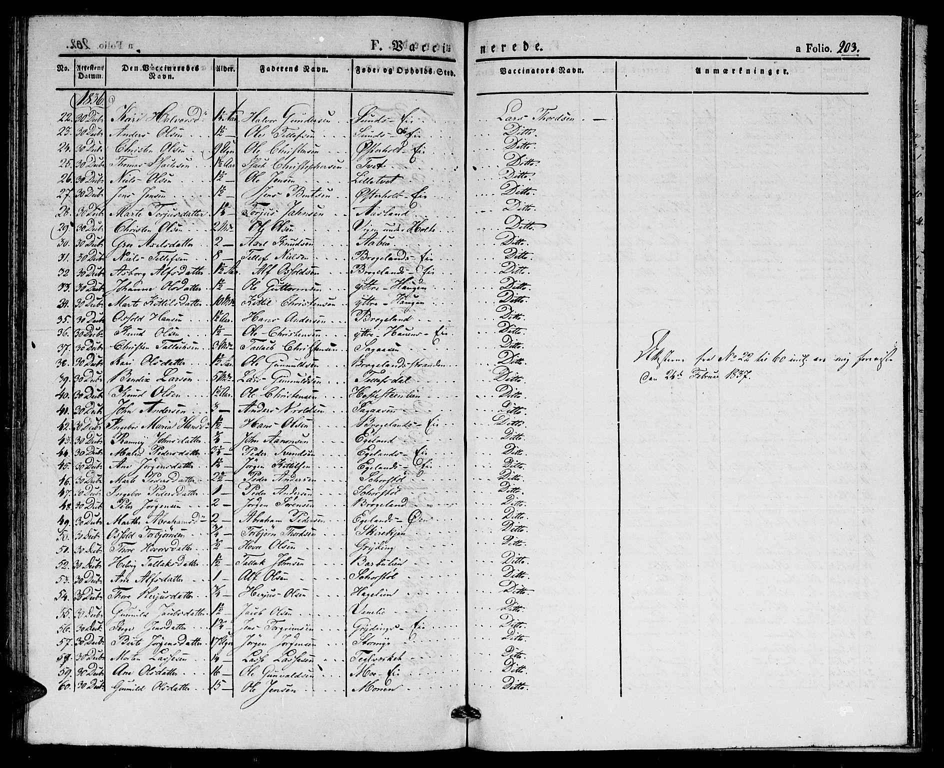 Gjerstad sokneprestkontor, SAK/1111-0014/F/Fa/Faa/L0005: Ministerialbok nr. A 5, 1829-1841, s. 203