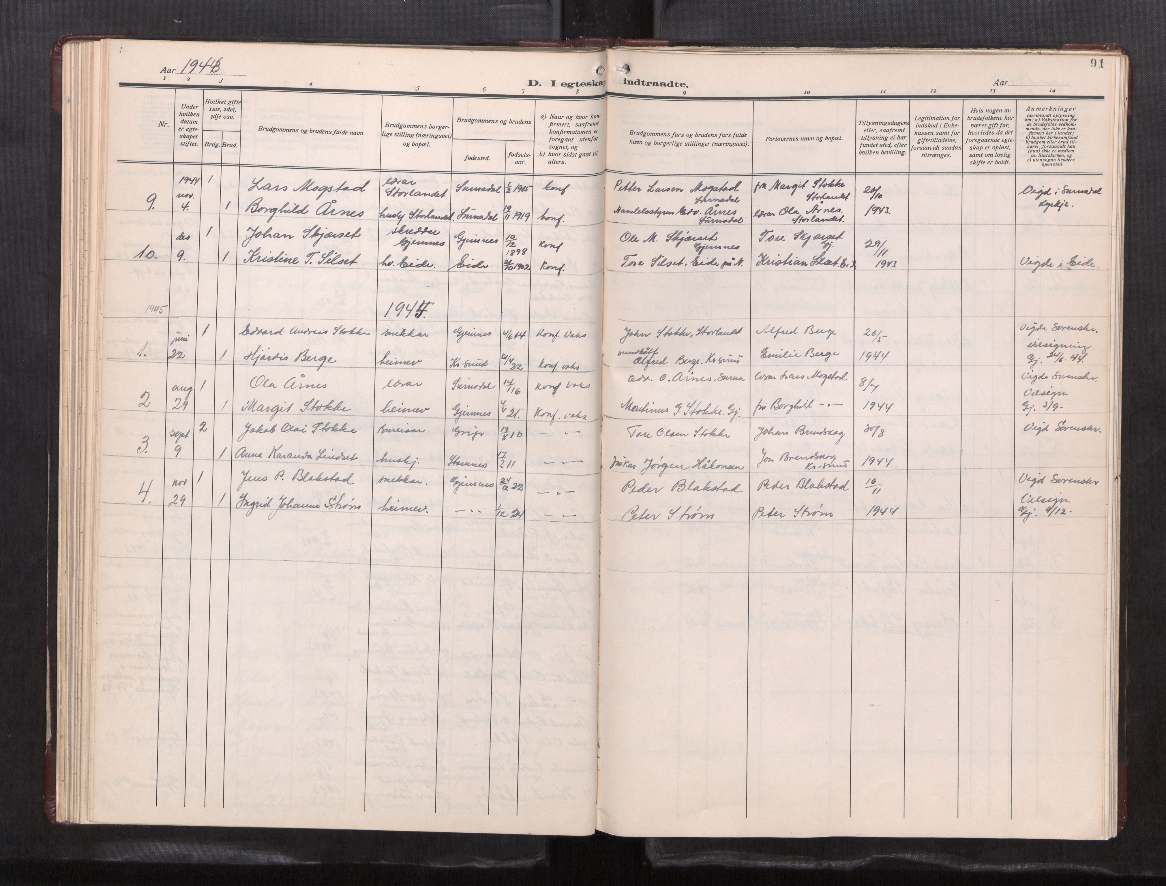 Ministerialprotokoller, klokkerbøker og fødselsregistre - Møre og Romsdal, AV/SAT-A-1454/585/L0974: Klokkerbok nr. 585---, 1930-1960, s. 91