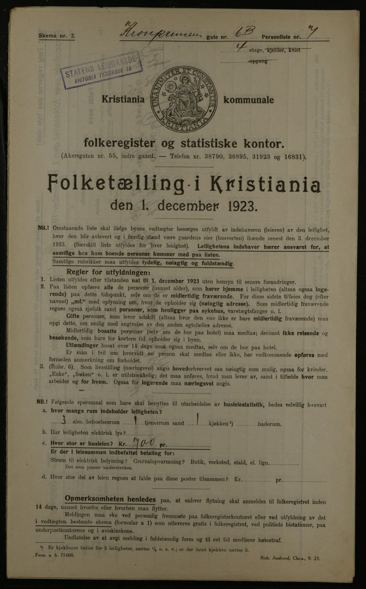 OBA, Kommunal folketelling 1.12.1923 for Kristiania, 1923, s. 61193