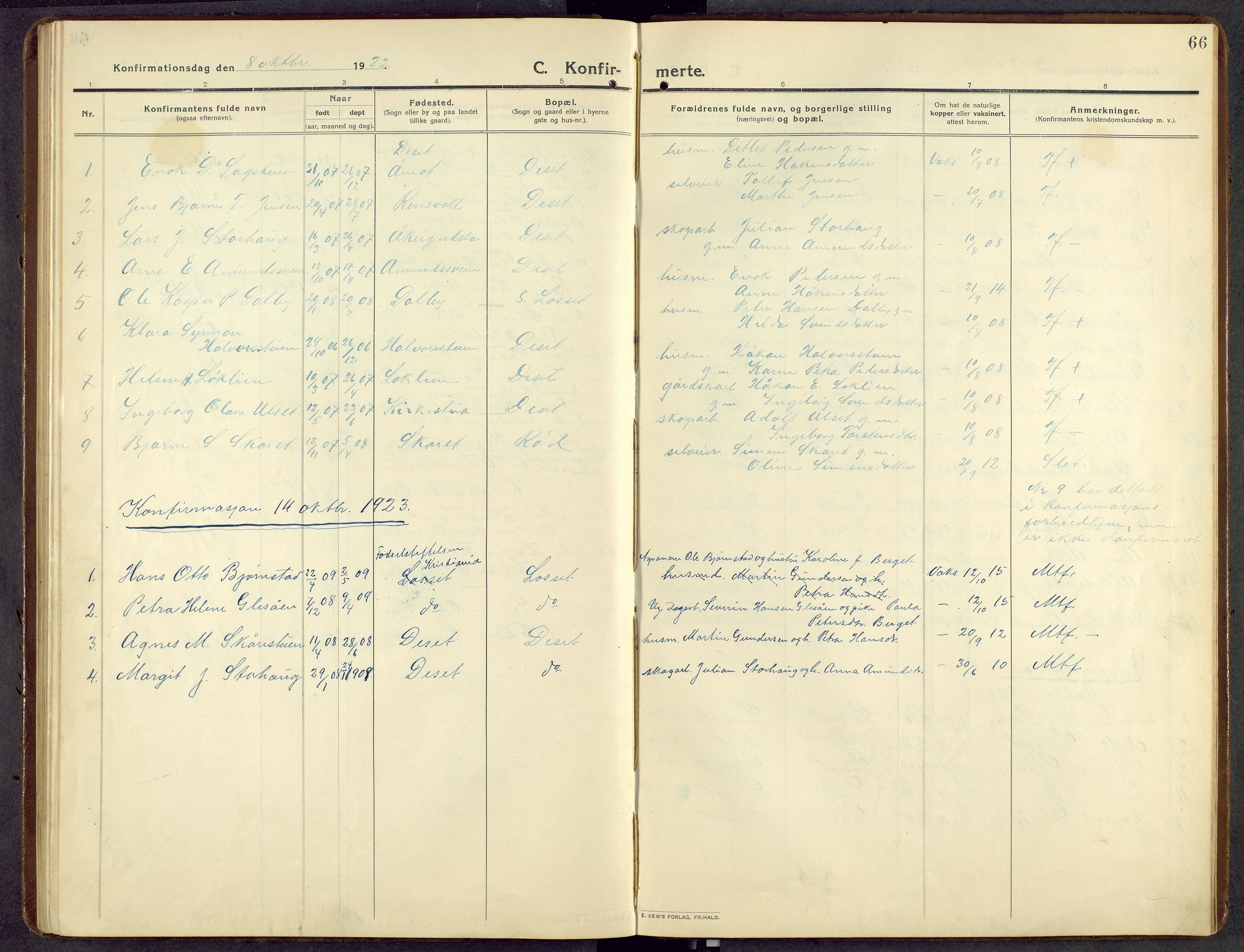 Åmot prestekontor, Hedmark, SAH/PREST-056/H/Ha/Hab/L0014: Klokkerbok nr. 14, 1911-1968, s. 66