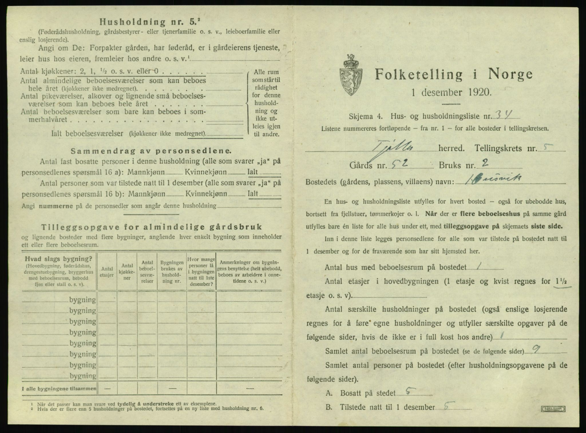 SAT, Folketelling 1920 for 1817 Tjøtta herred, 1920, s. 277