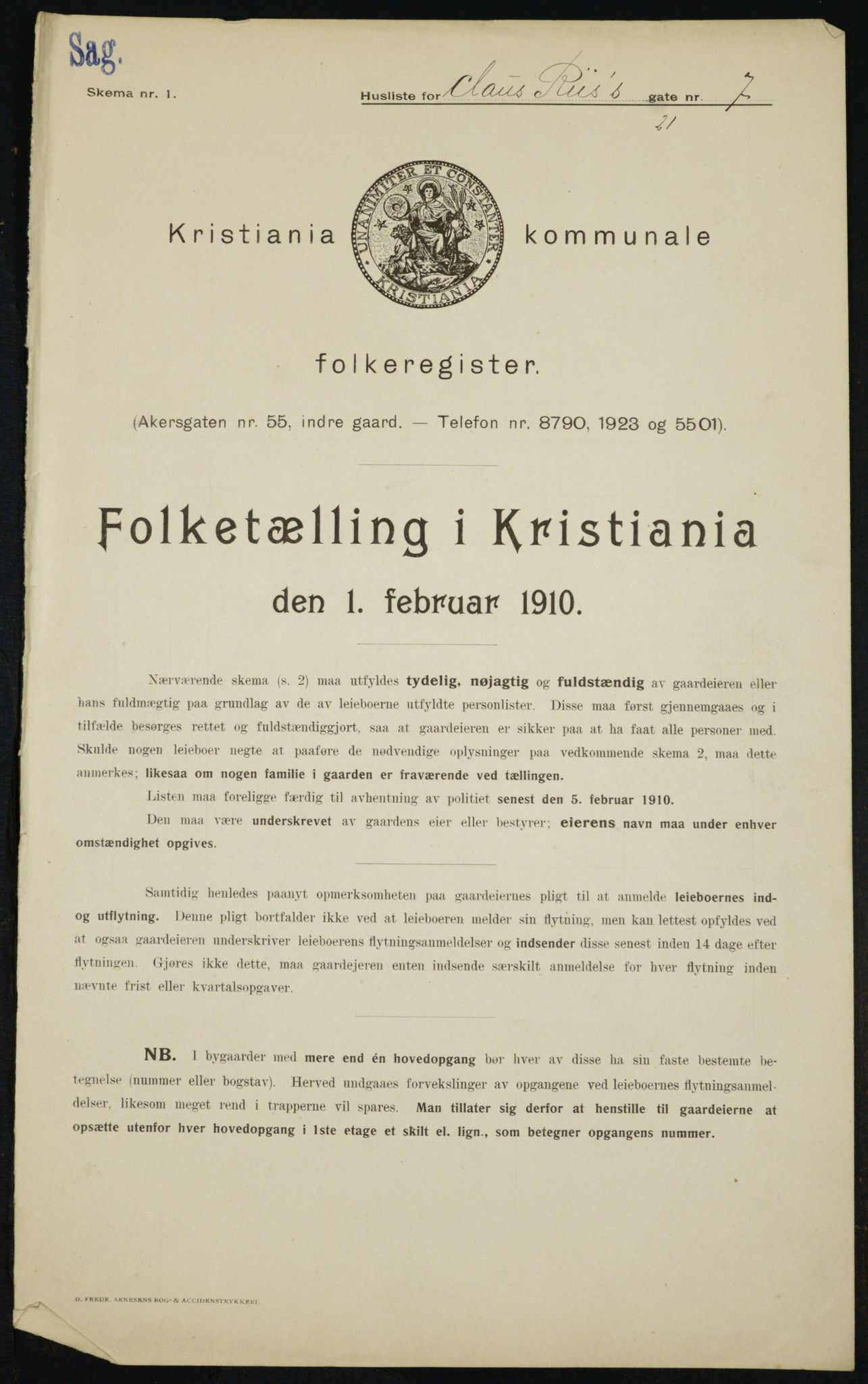 OBA, Kommunal folketelling 1.2.1910 for Kristiania, 1910, s. 12200