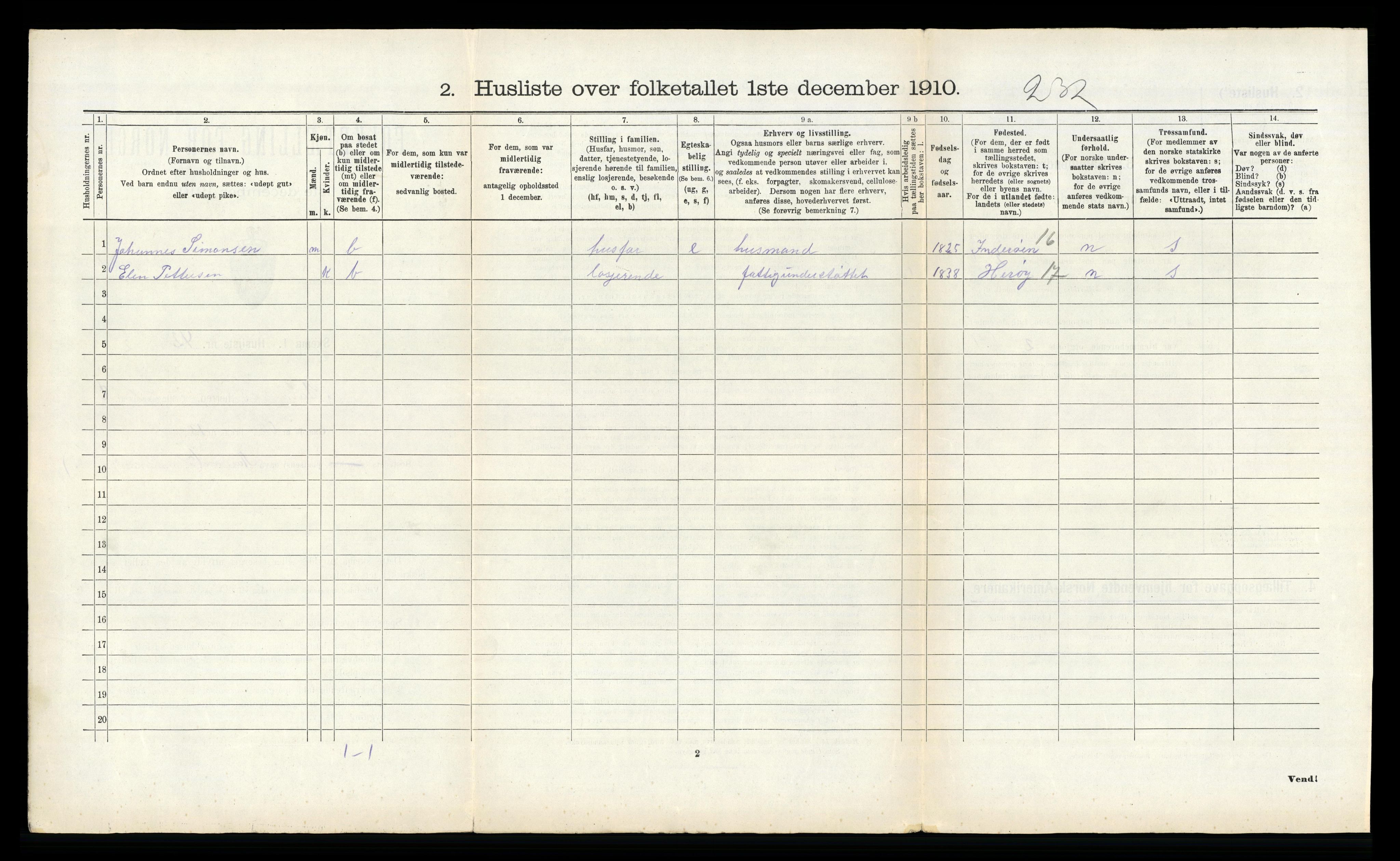 RA, Folketelling 1910 for 1821 Stamnes herred, 1910, s. 869