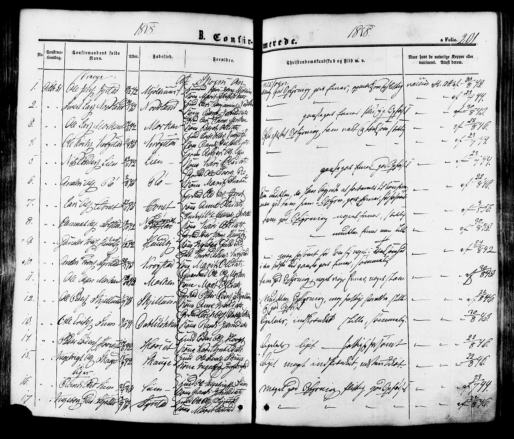 Ministerialprotokoller, klokkerbøker og fødselsregistre - Sør-Trøndelag, SAT/A-1456/665/L0772: Ministerialbok nr. 665A07, 1856-1878, s. 201