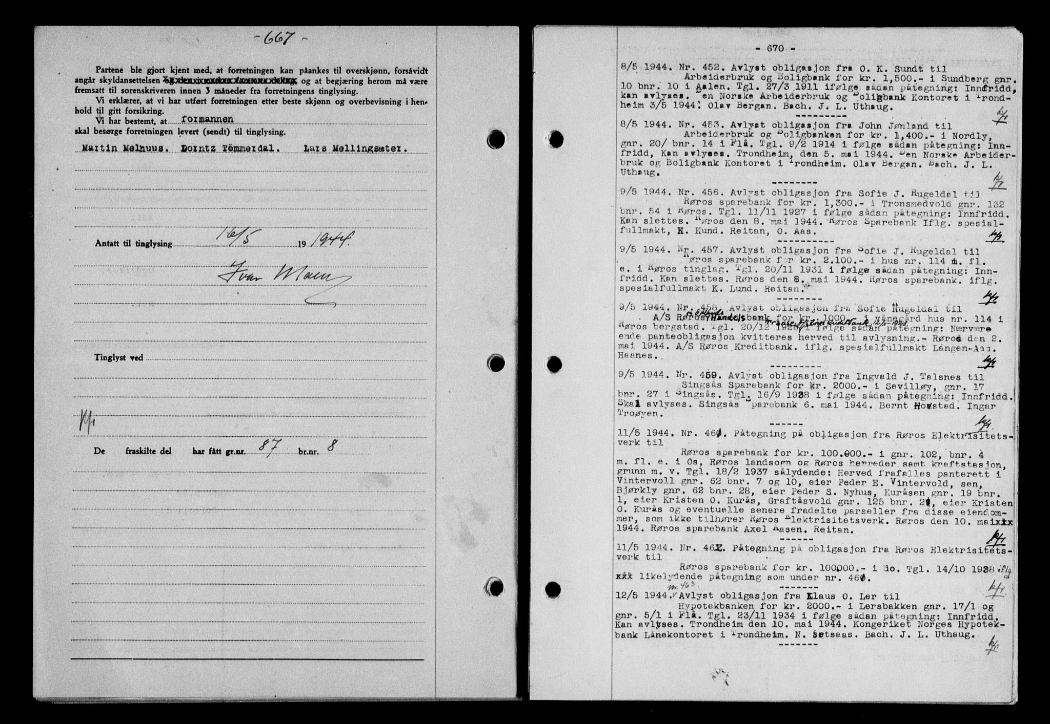 Gauldal sorenskriveri, SAT/A-0014/1/2/2C/L0057: Pantebok nr. 62, 1943-1944, Dagboknr: 452/1944