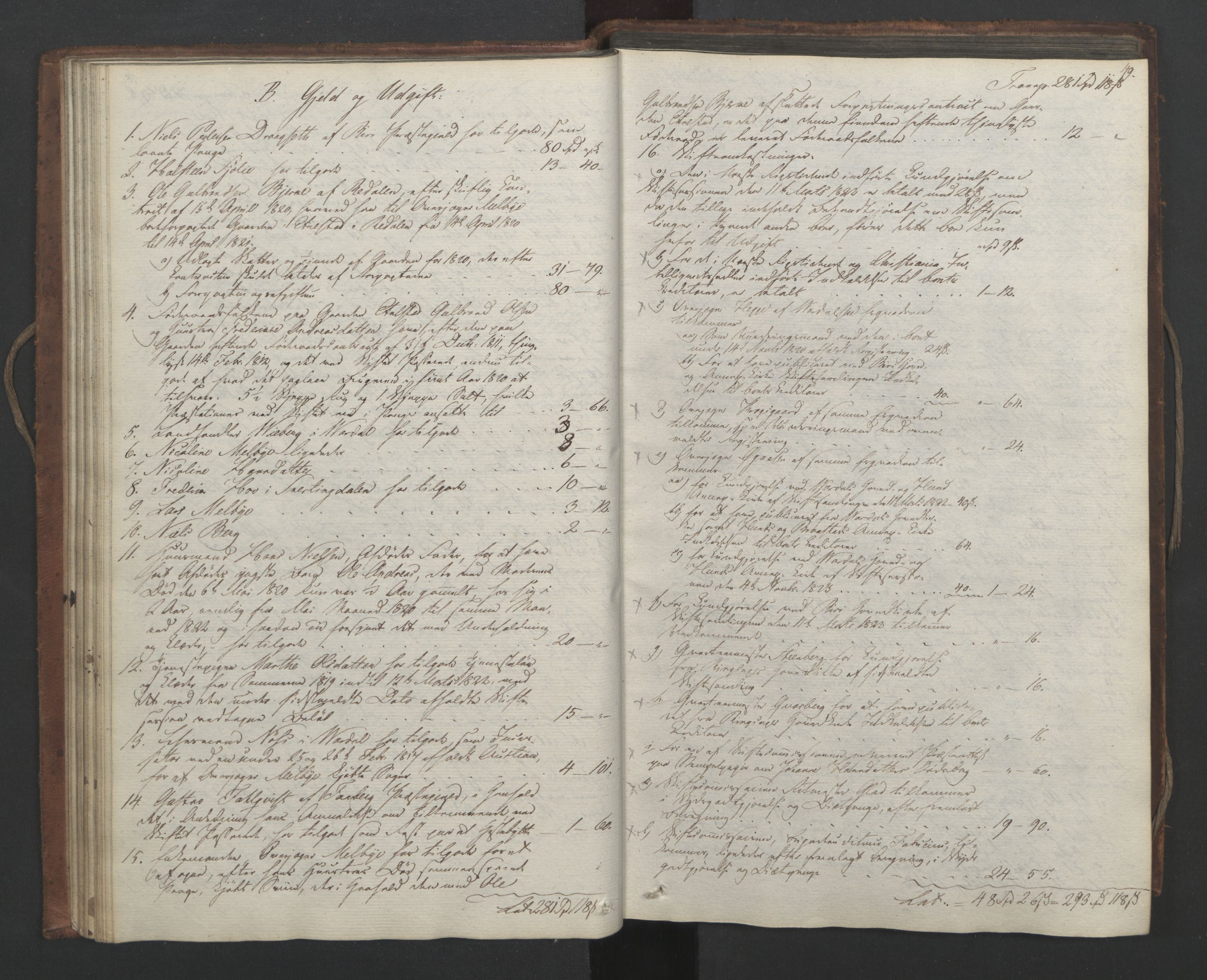 Forsvaret, Generalauditøren, AV/RA-RAFA-1772/F/Fj/Fjc/L0011: Skifteprotokol for Kavallrie-Brigaden 31.10. 1821 - 14. 2. 1825., 1821-1825, s. 48b-49a
