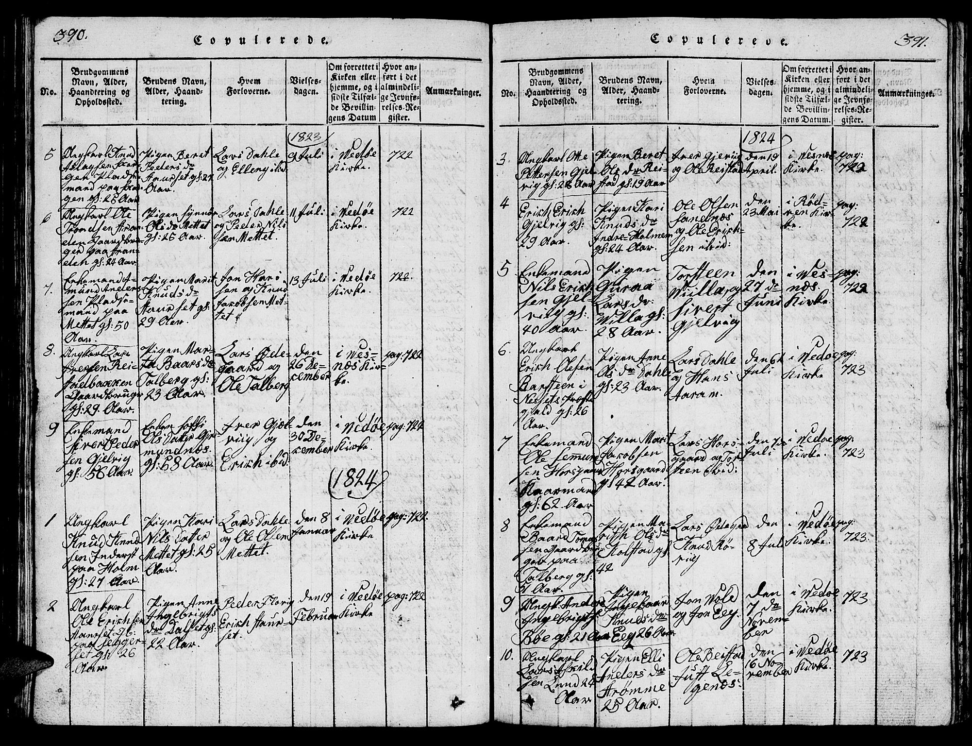 Ministerialprotokoller, klokkerbøker og fødselsregistre - Møre og Romsdal, AV/SAT-A-1454/547/L0610: Klokkerbok nr. 547C01, 1818-1839, s. 390-391