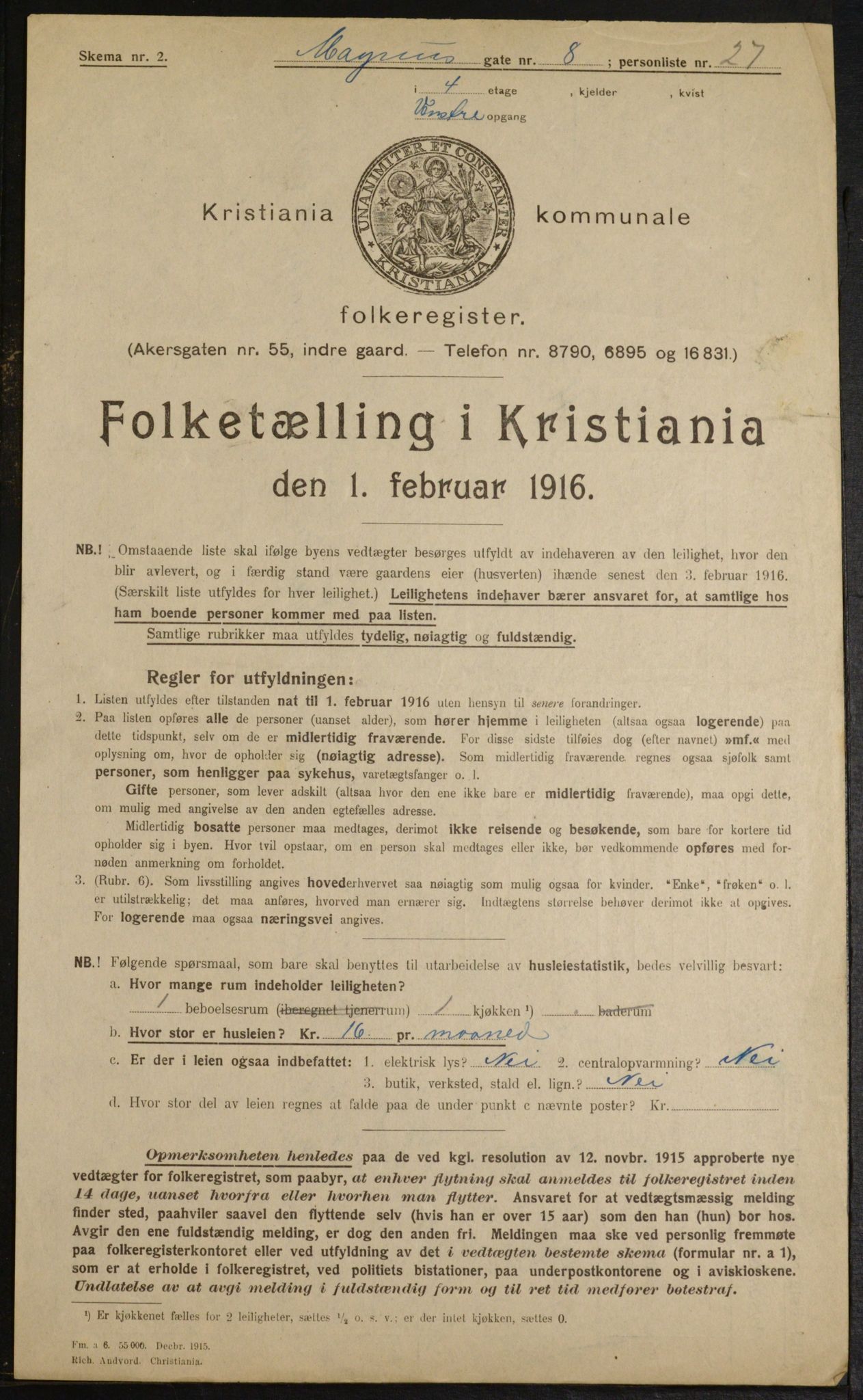 OBA, Kommunal folketelling 1.2.1916 for Kristiania, 1916, s. 60925