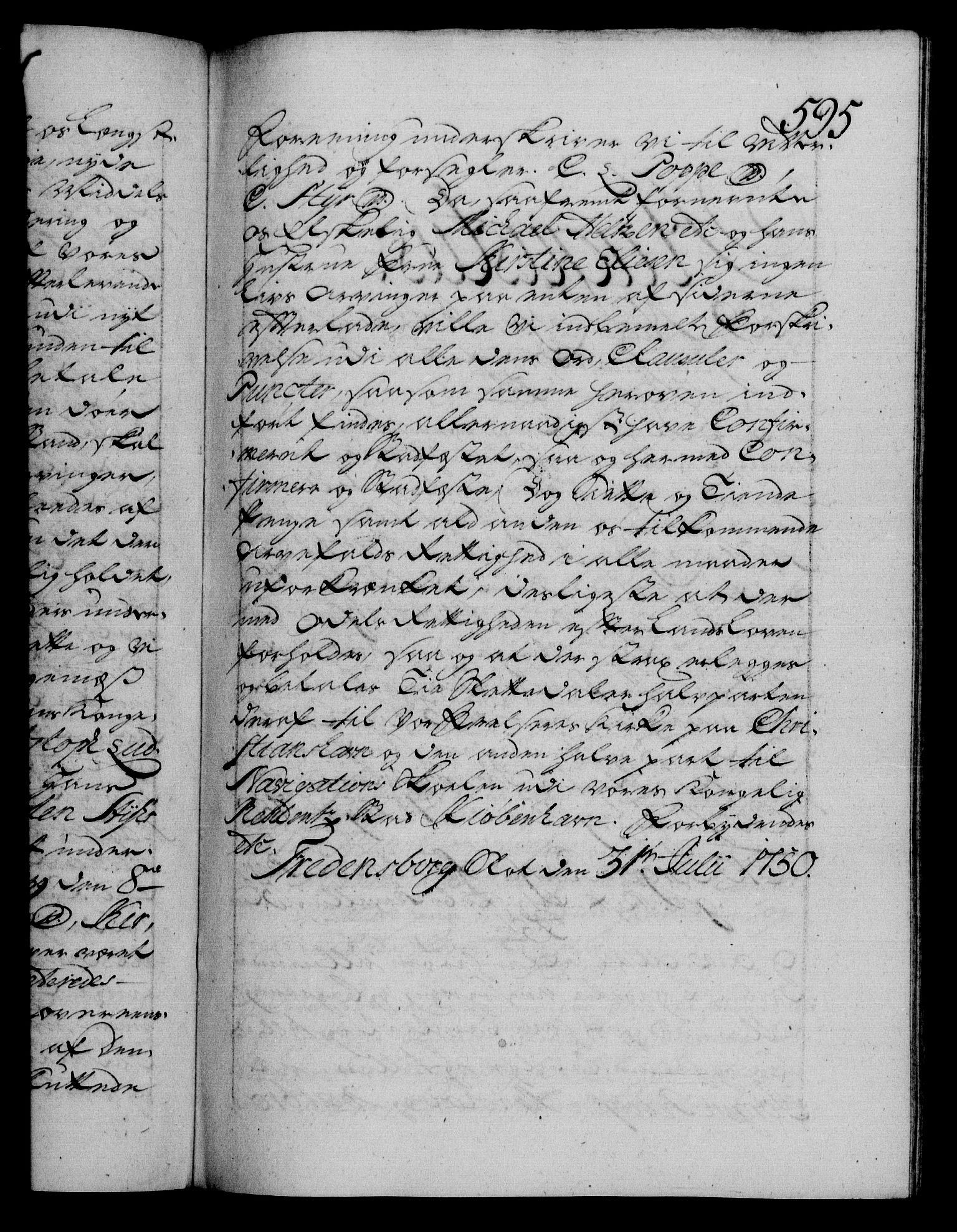 Danske Kanselli 1572-1799, RA/EA-3023/F/Fc/Fca/Fcaa/L0036: Norske registre, 1749-1750, s. 595a