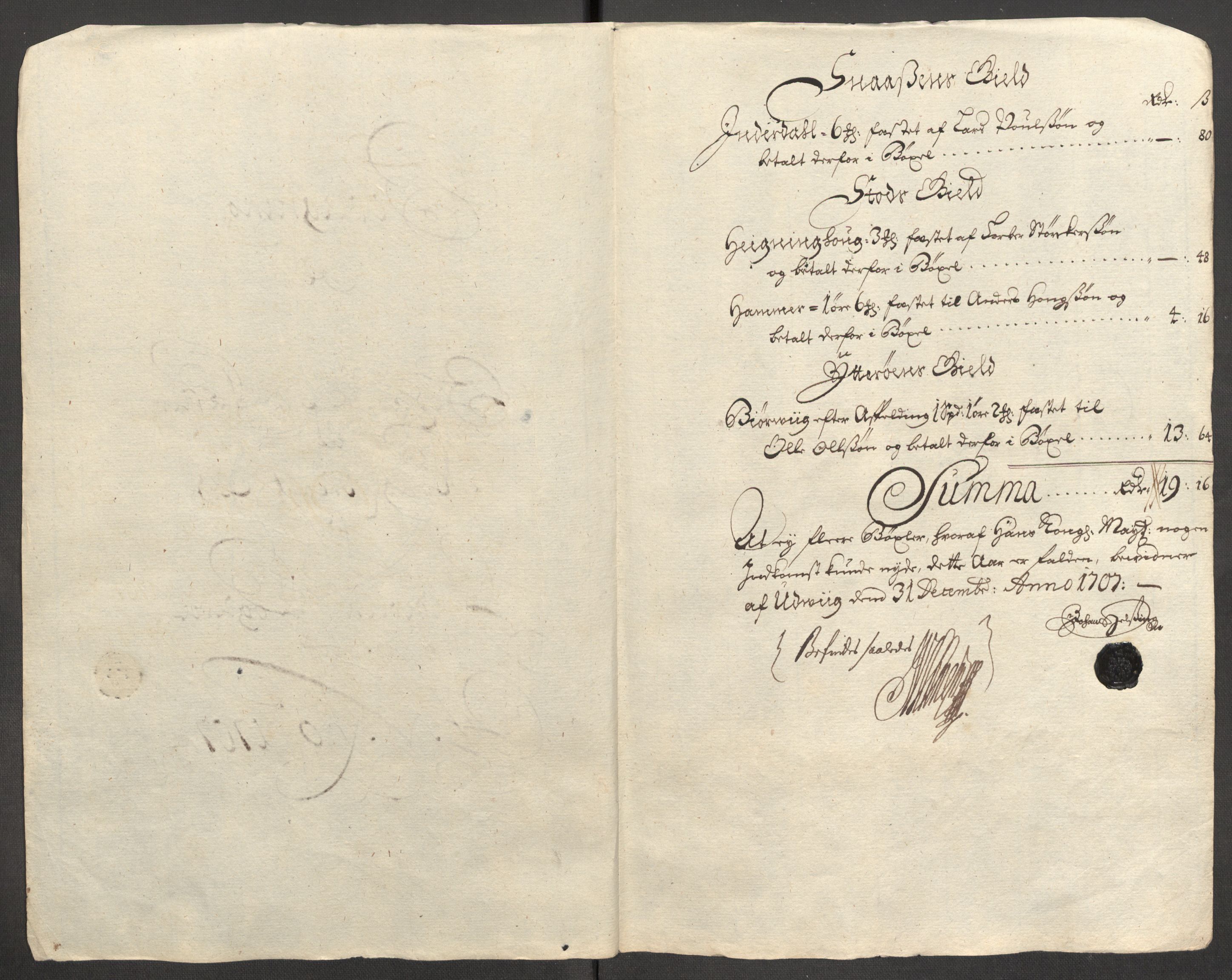 Rentekammeret inntil 1814, Reviderte regnskaper, Fogderegnskap, RA/EA-4092/R63/L4315: Fogderegnskap Inderøy, 1706-1707, s. 451