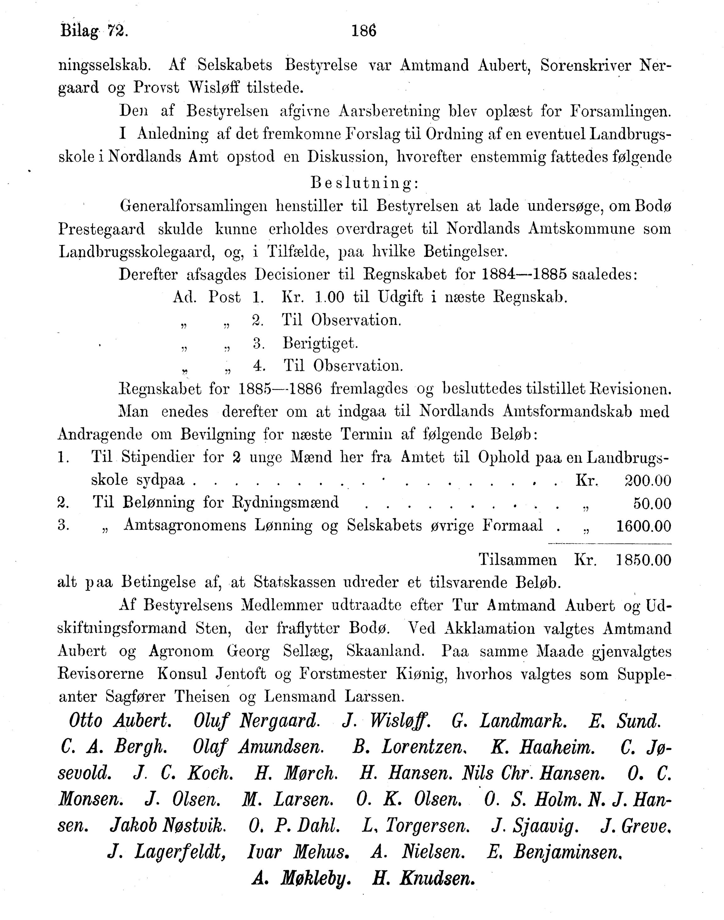 Nordland Fylkeskommune. Fylkestinget, AIN/NFK-17/176/A/Ac/L0015: Fylkestingsforhandlinger 1886-1890, 1886-1890