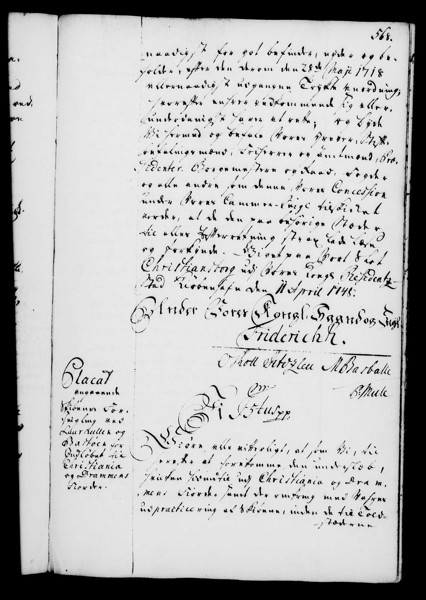 Rentekammeret, Kammerkanselliet, RA/EA-3111/G/Gg/Gga/L0005: Norsk ekspedisjonsprotokoll med register (merket RK 53.5), 1741-1749, s. 568