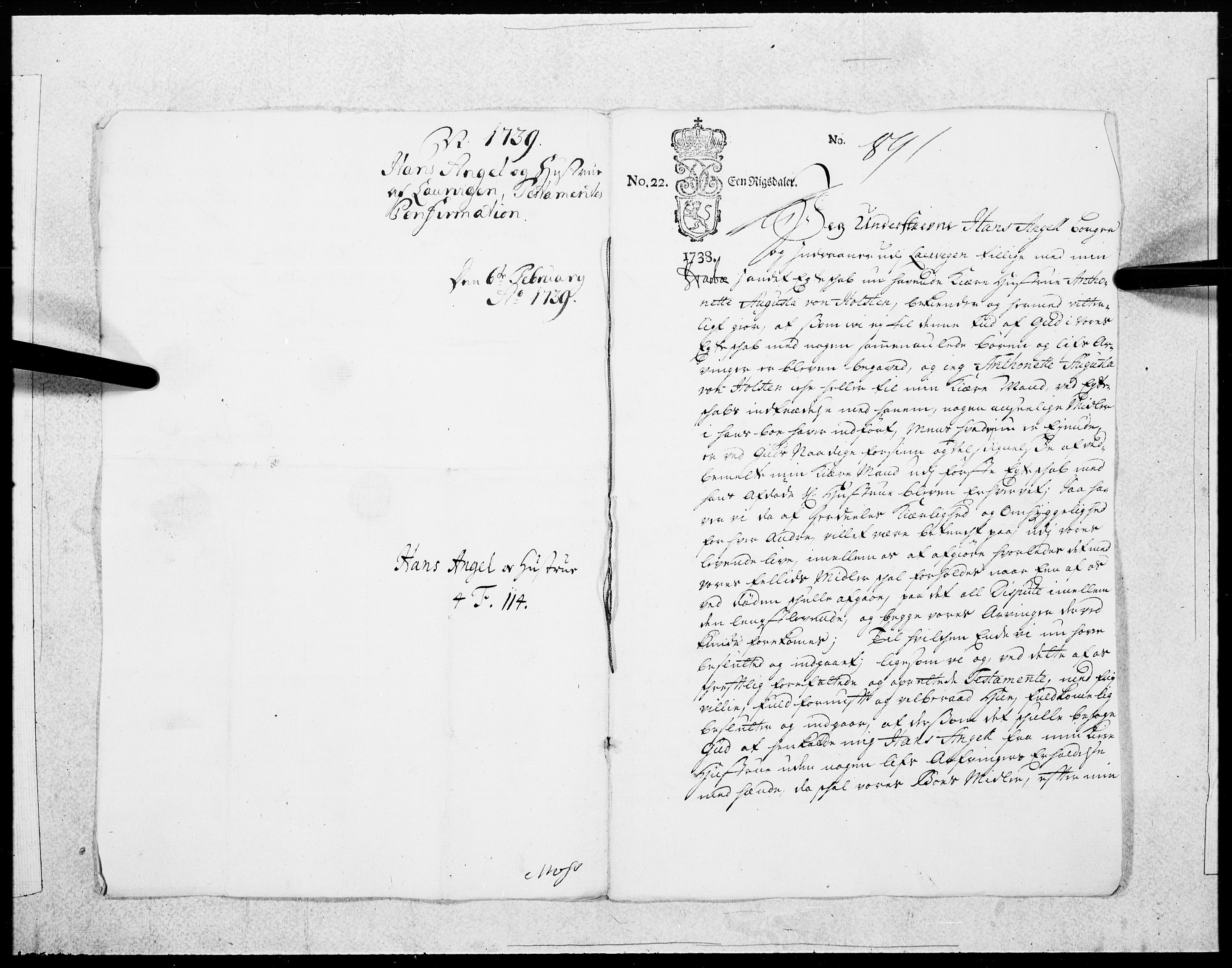 Danske Kanselli 1572-1799, AV/RA-EA-3023/F/Fc/Fcc/Fcca/L0129: Norske innlegg 1572-1799, 1739, s. 40