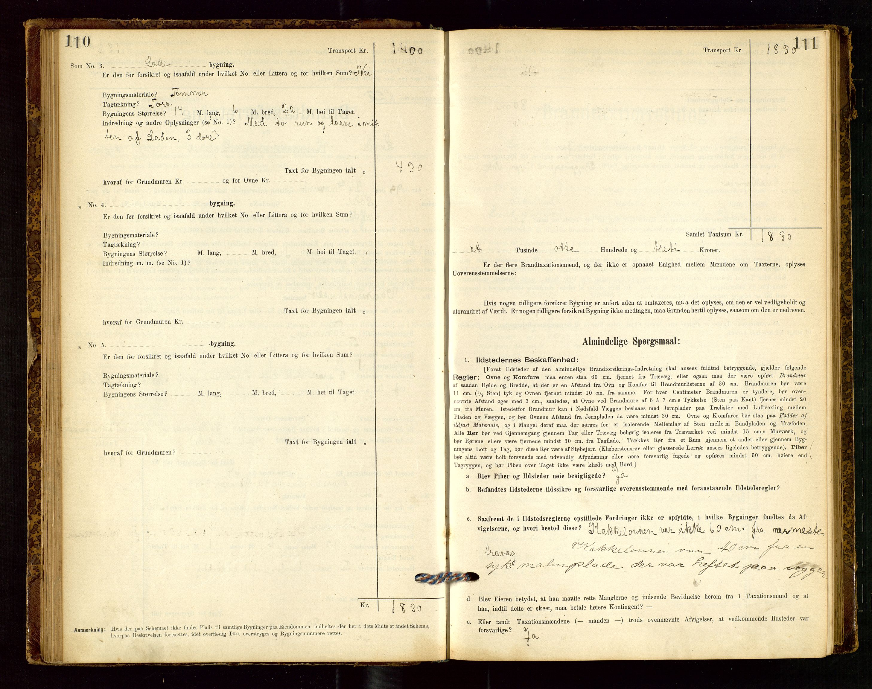 Lund lensmannskontor, AV/SAST-A-100303/Gob/L0001: "Brandtakstprotokol", 1894-1907, s. 110-111