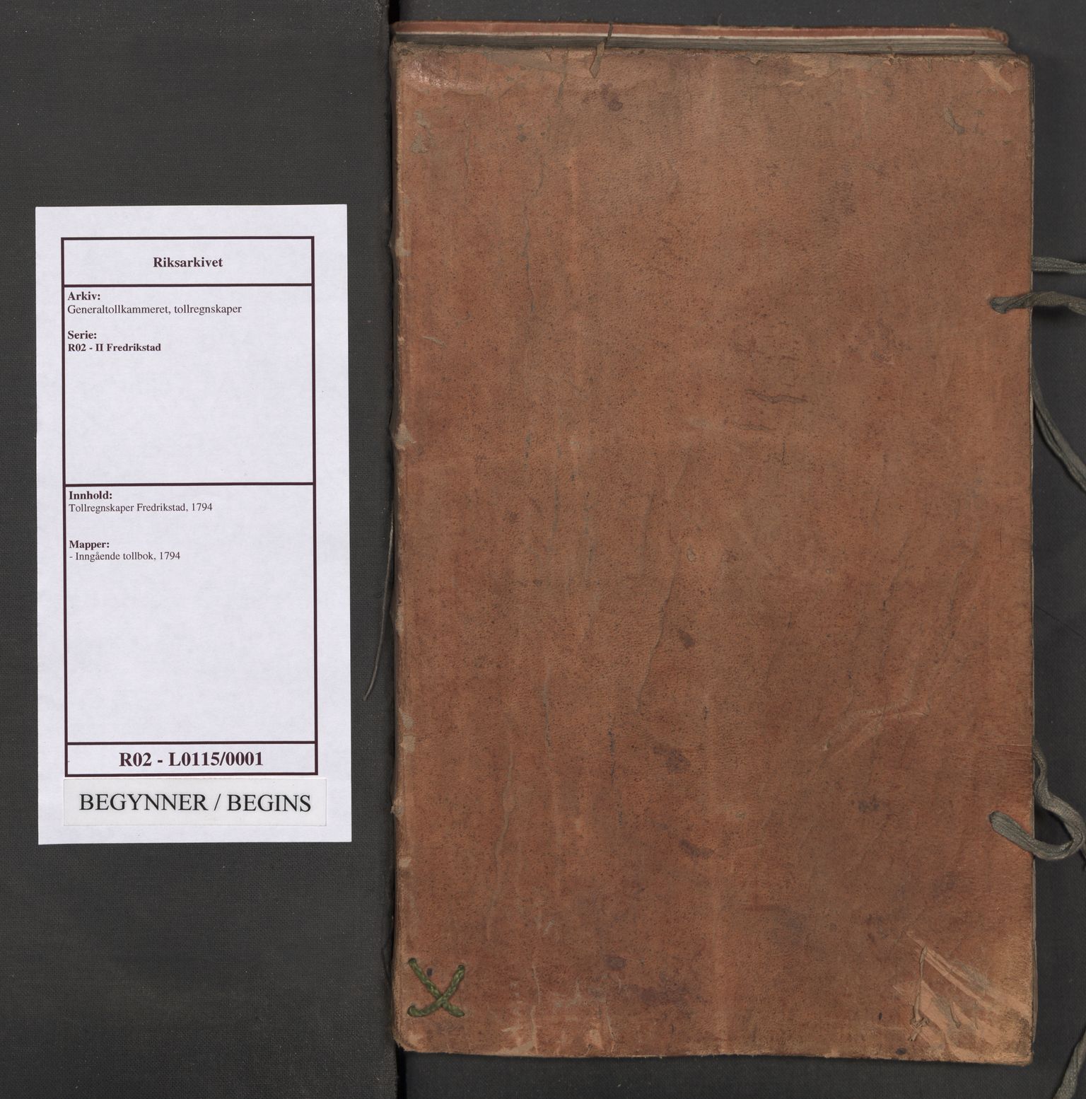 Generaltollkammeret, tollregnskaper, RA/EA-5490/R02/L0115/0001: Tollregnskaper Fredrikstad / Inngående tollbok, 1794
