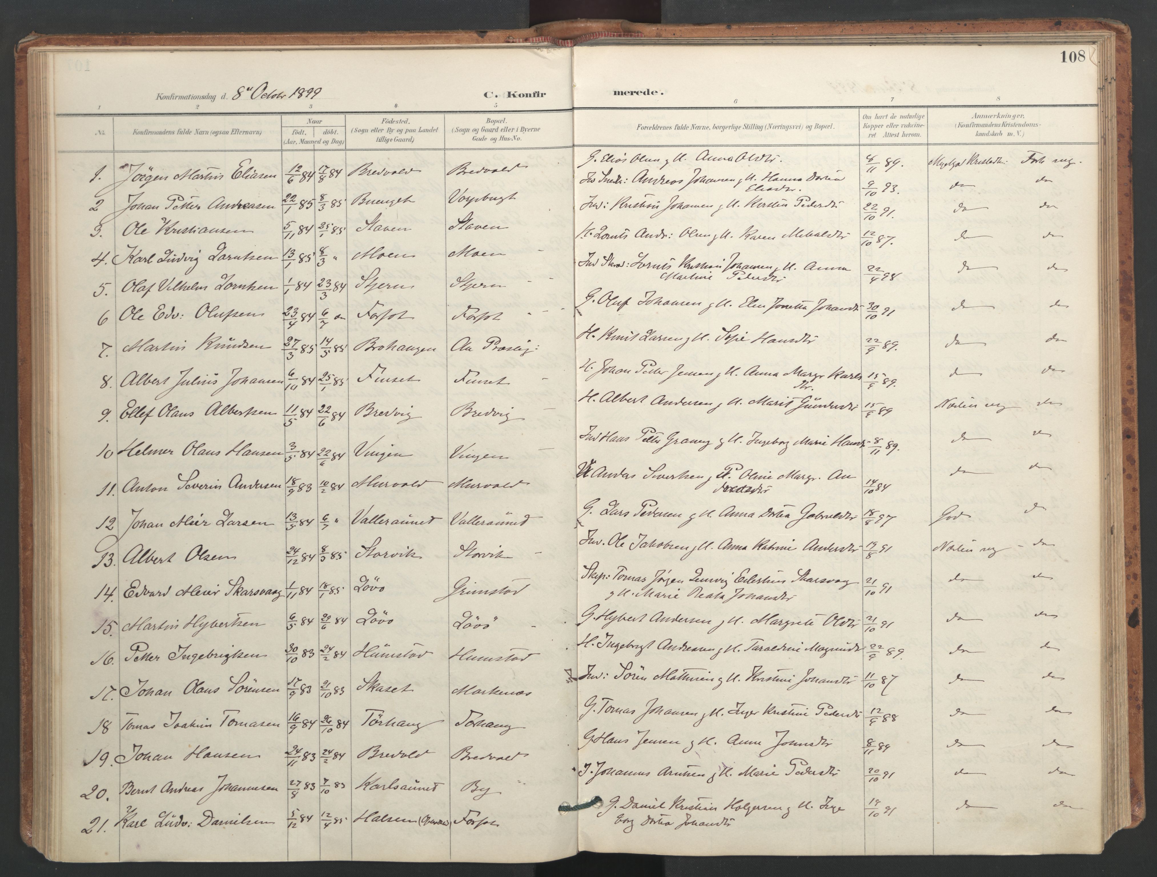 Ministerialprotokoller, klokkerbøker og fødselsregistre - Sør-Trøndelag, SAT/A-1456/655/L0681: Ministerialbok nr. 655A10, 1895-1907, s. 108