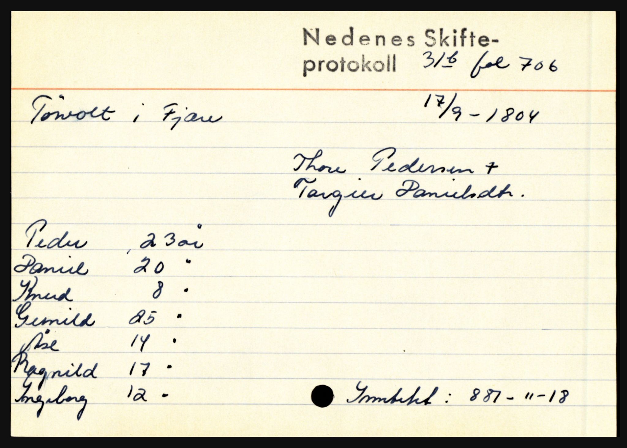 Nedenes sorenskriveri før 1824, AV/SAK-1221-0007/H, s. 31949