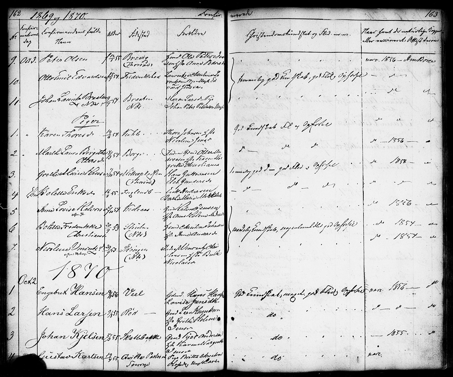 Borge prestekontor Kirkebøker, SAO/A-10903/F/Fb/L0002: Ministerialbok nr. II 2, 1853-1877, s. 162-163