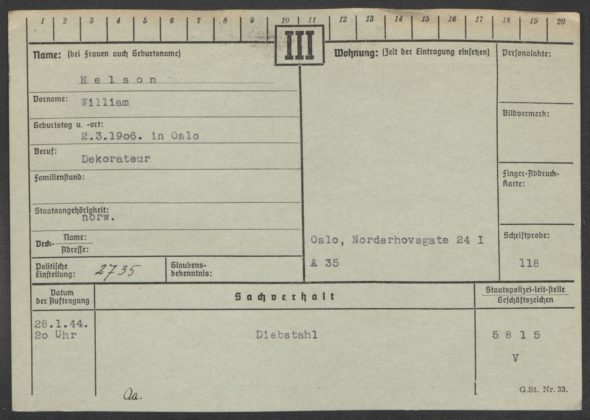 Befehlshaber der Sicherheitspolizei und des SD, AV/RA-RAFA-5969/E/Ea/Eaa/L0007: Register over norske fanger i Møllergata 19: Lundb-N, 1940-1945, s. 1002