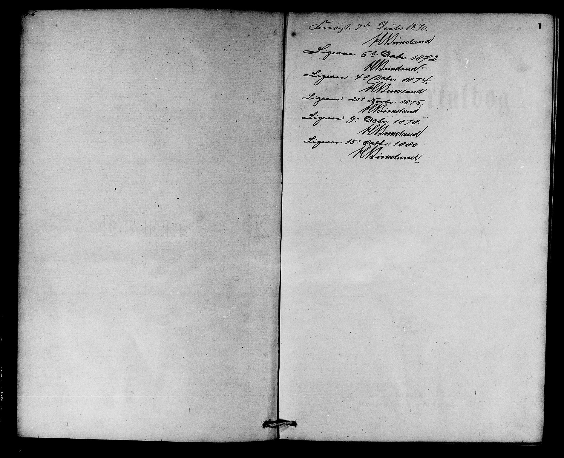 Korskirken sokneprestembete, SAB/A-76101/H/Hab: Klokkerbok nr. C 2, 1869-1879, s. 1