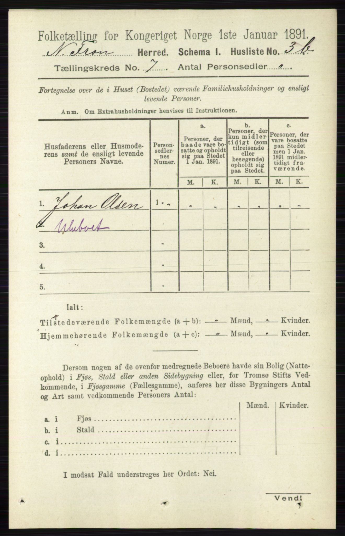 RA, Folketelling 1891 for 0518 Nord-Fron herred, 1891, s. 2738