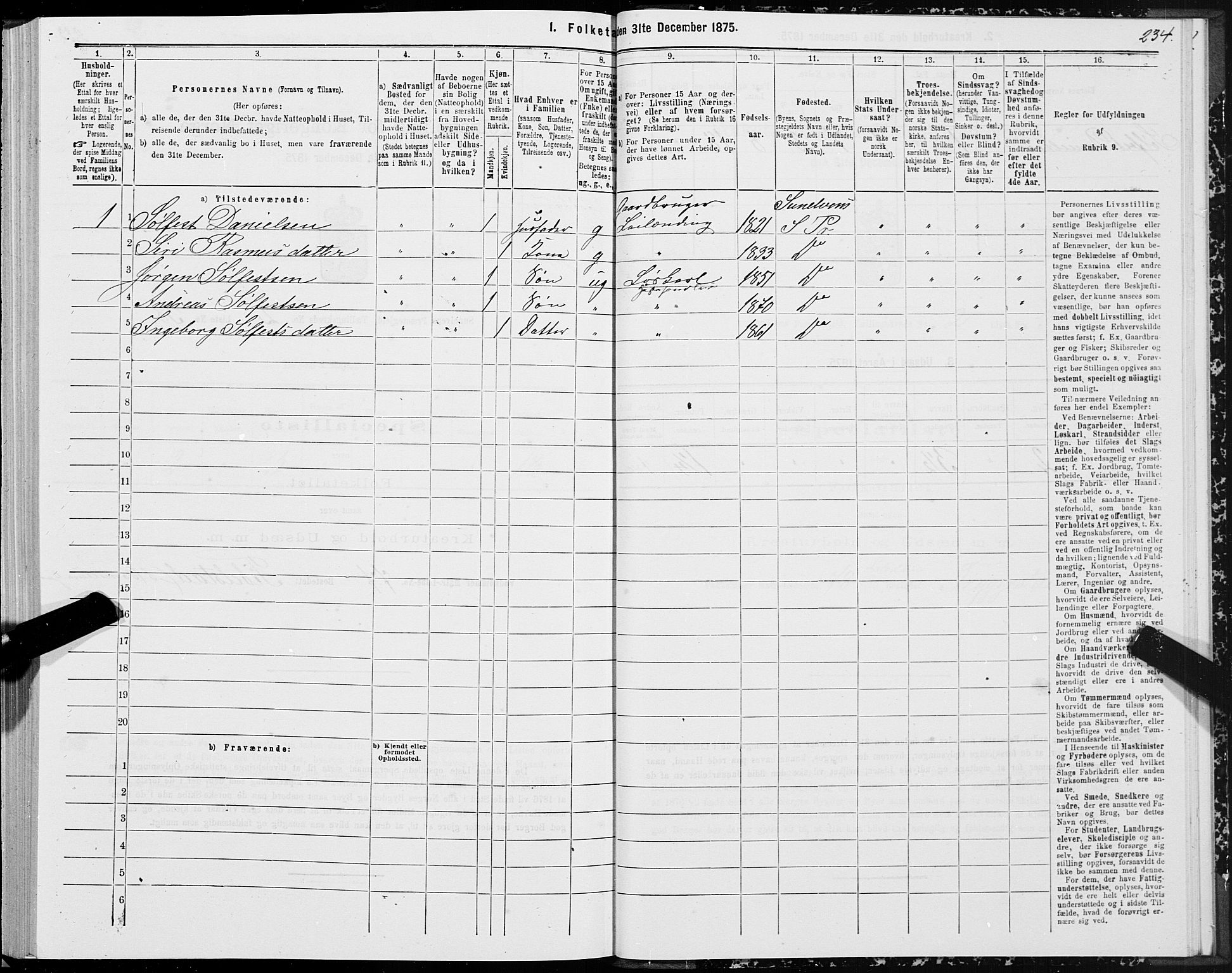 SAT, Folketelling 1875 for 1523P Sunnylven prestegjeld, 1875, s. 1234