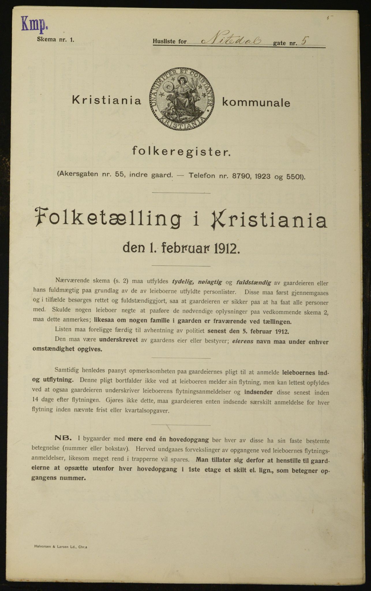 OBA, Kommunal folketelling 1.2.1912 for Kristiania, 1912, s. 71806