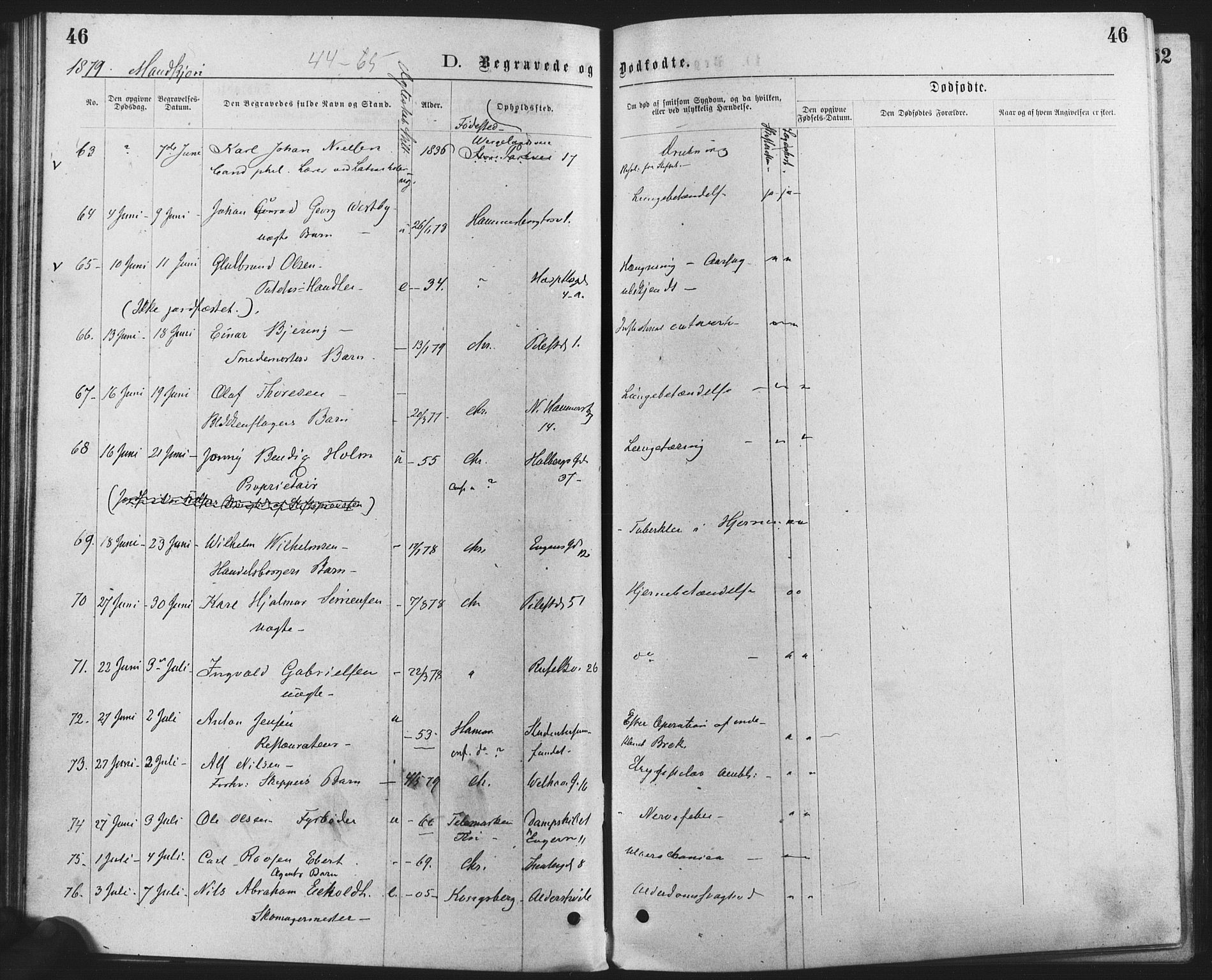 Trefoldighet prestekontor Kirkebøker, AV/SAO-A-10882/F/Fd/L0002: Ministerialbok nr. IV 2, 1877-1885, s. 46