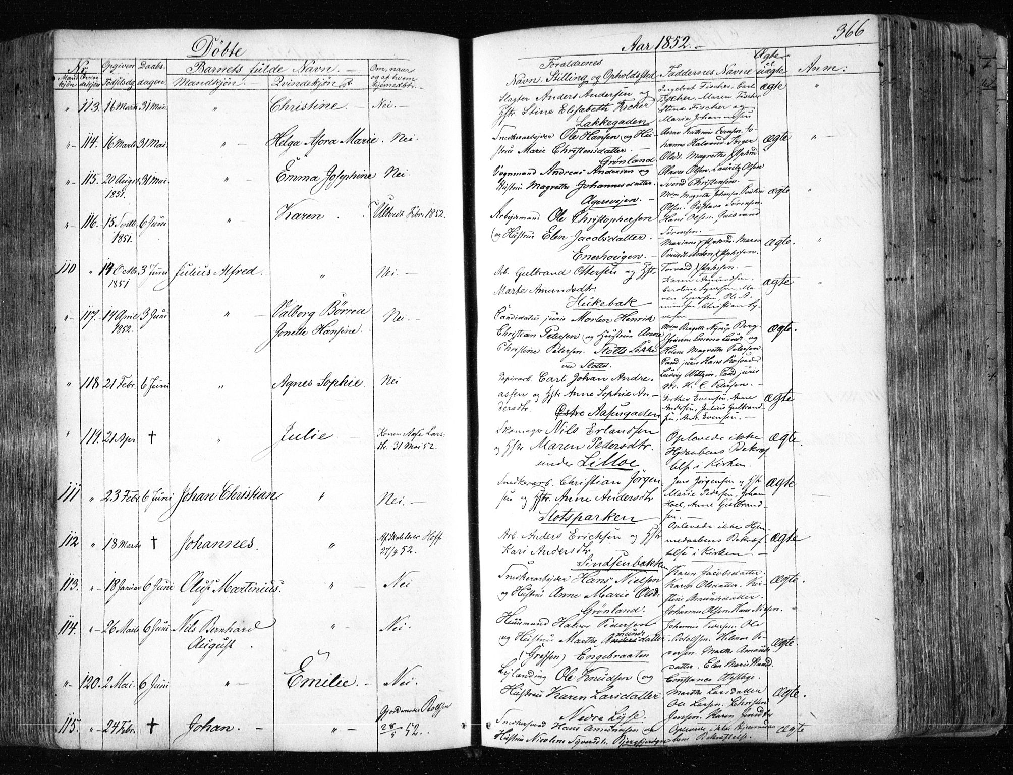 Aker prestekontor kirkebøker, AV/SAO-A-10861/F/L0019: Ministerialbok nr. 19, 1842-1852, s. 366