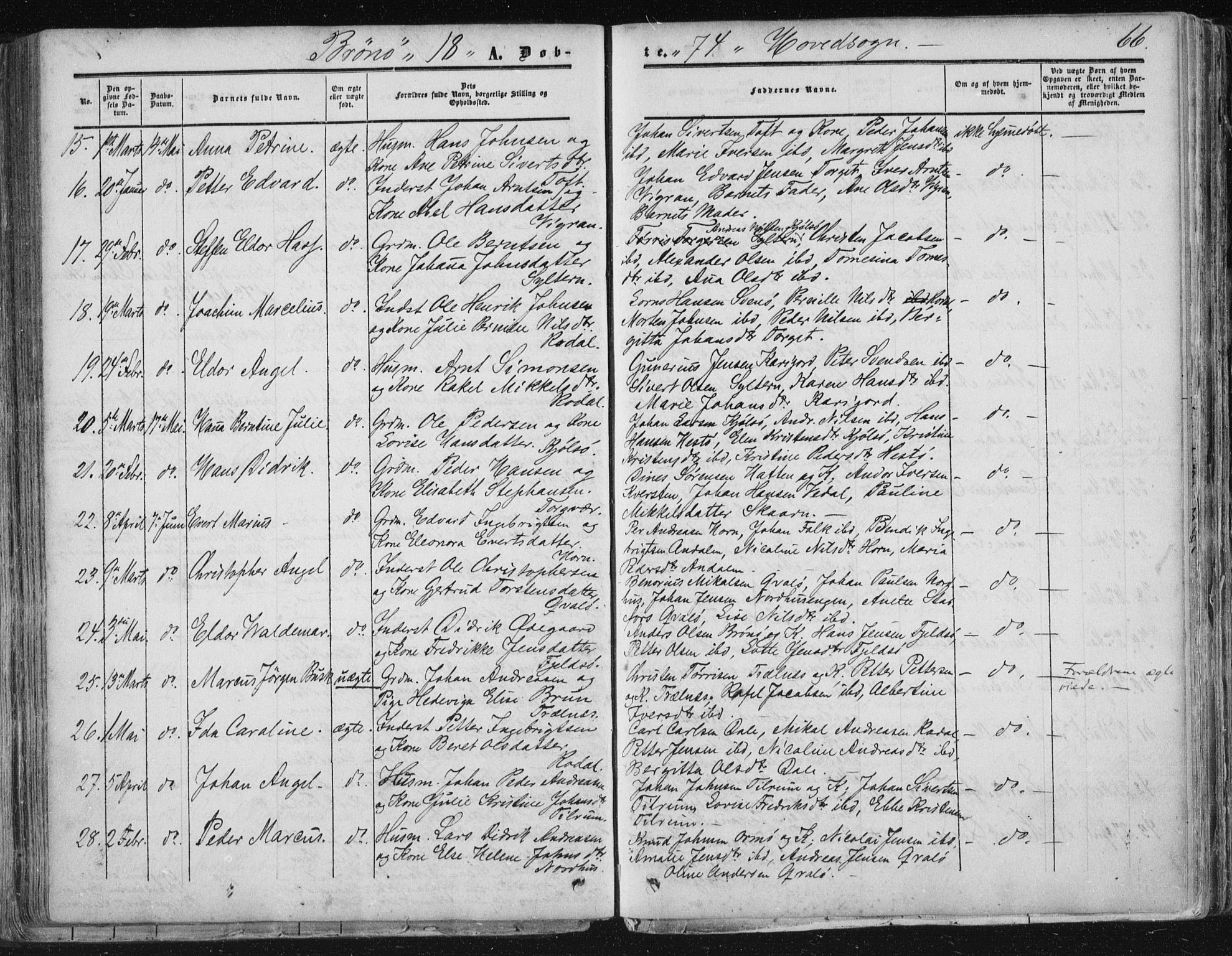 Ministerialprotokoller, klokkerbøker og fødselsregistre - Nordland, AV/SAT-A-1459/813/L0198: Ministerialbok nr. 813A08, 1834-1874, s. 66