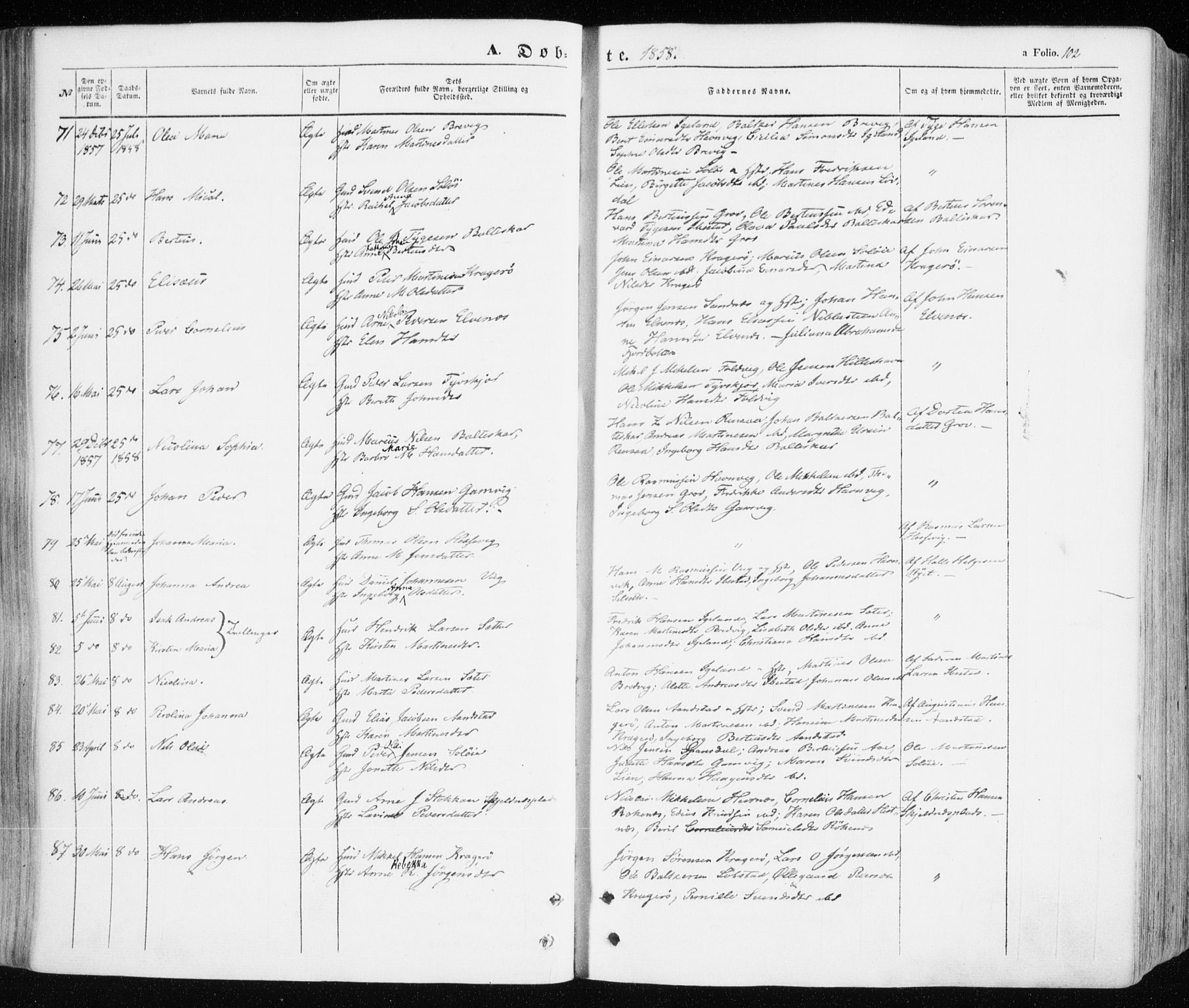 Ibestad sokneprestembete, AV/SATØ-S-0077/H/Ha/Haa/L0008kirke: Ministerialbok nr. 8, 1850-1859, s. 102