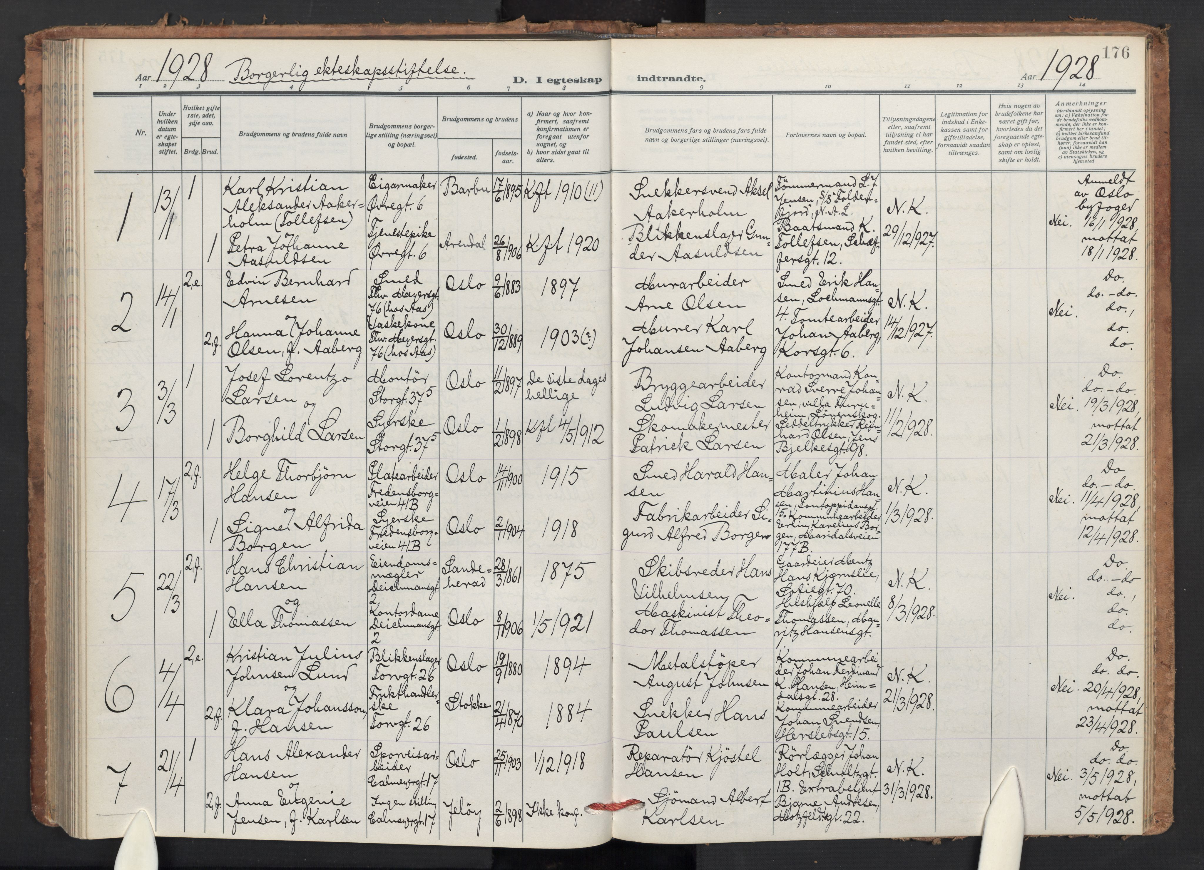 Jakob prestekontor Kirkebøker, AV/SAO-A-10850/F/Fa/L0018: Ministerialbok nr. 18, 1923-1936, s. 176