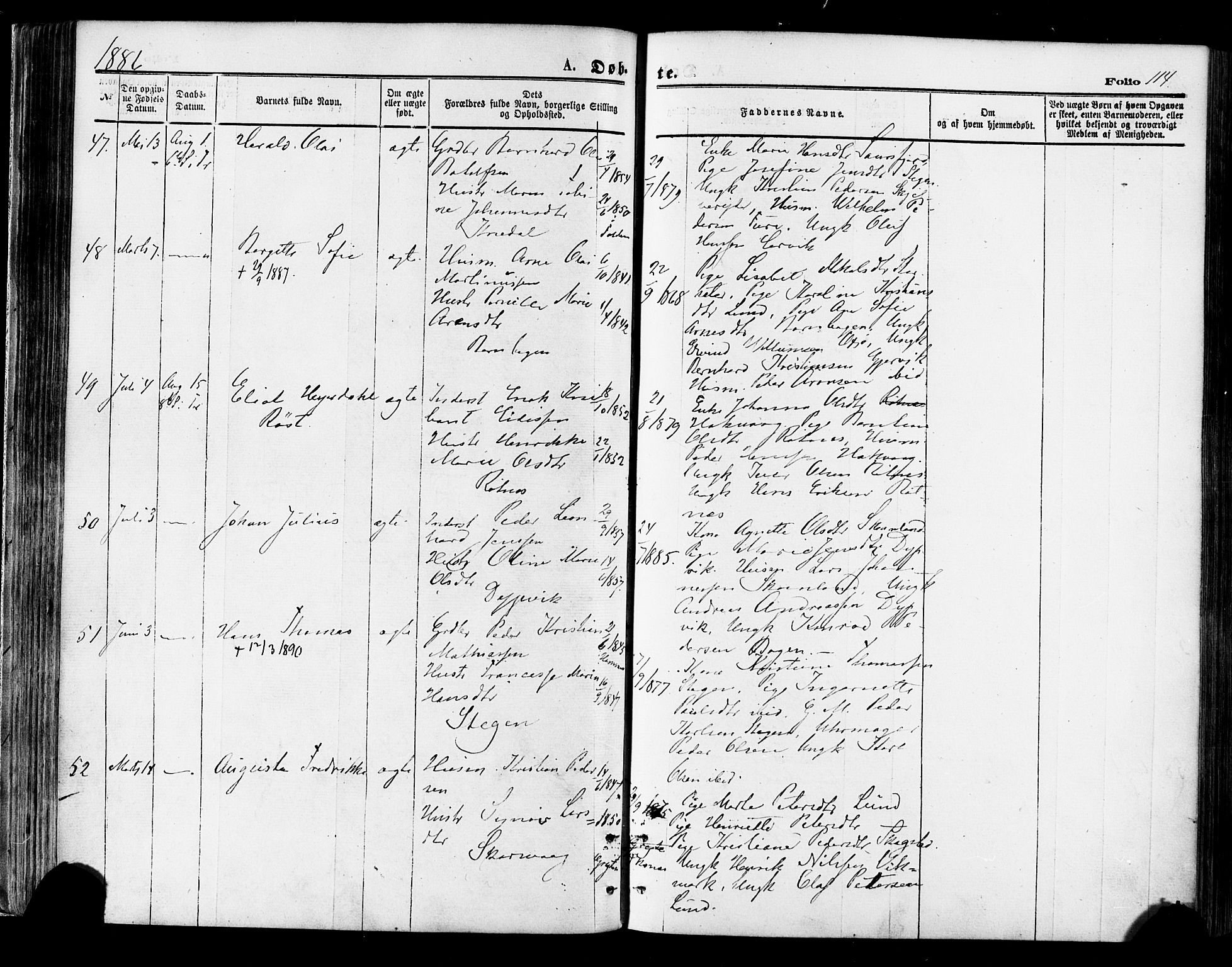 Ministerialprotokoller, klokkerbøker og fødselsregistre - Nordland, AV/SAT-A-1459/855/L0802: Ministerialbok nr. 855A10, 1875-1886, s. 114