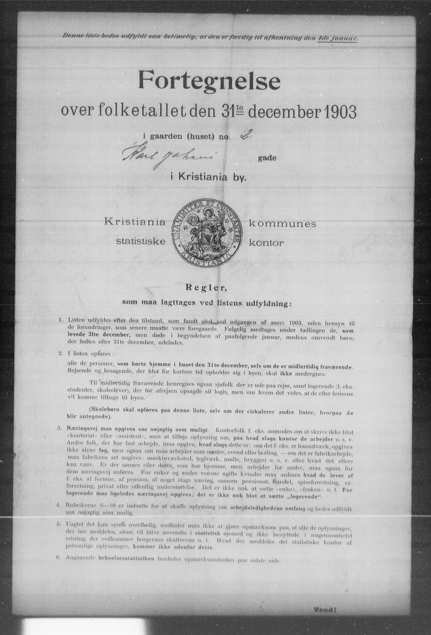 OBA, Kommunal folketelling 31.12.1903 for Kristiania kjøpstad, 1903, s. 9558