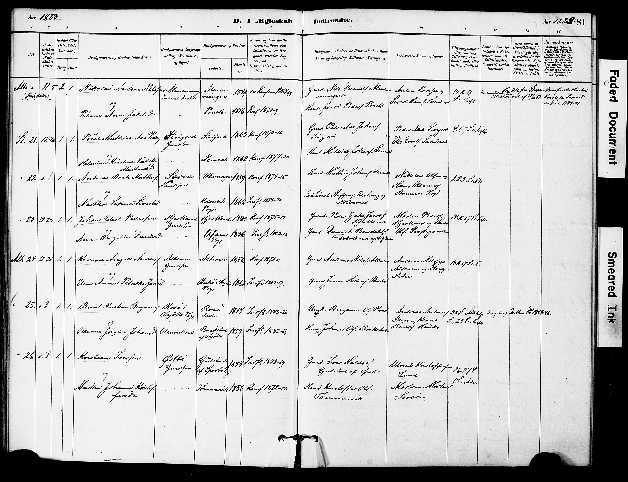 Ministerialprotokoller, klokkerbøker og fødselsregistre - Nordland, SAT/A-1459/830/L0450: Ministerialbok nr. 830A14, 1879-1896, s. 81