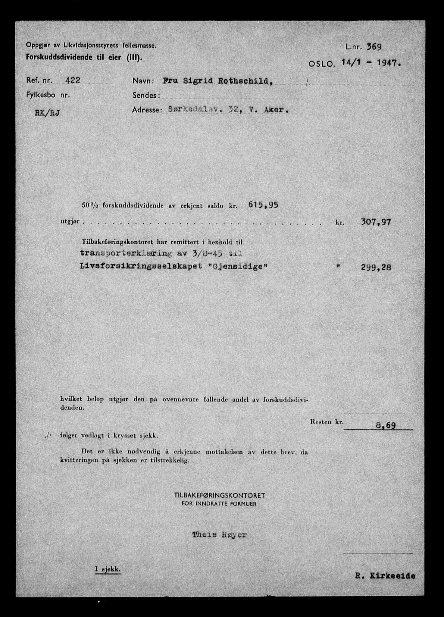 Justisdepartementet, Tilbakeføringskontoret for inndratte formuer, AV/RA-S-1564/H/Hc/Hcc/L0975: --, 1945-1947, s. 34