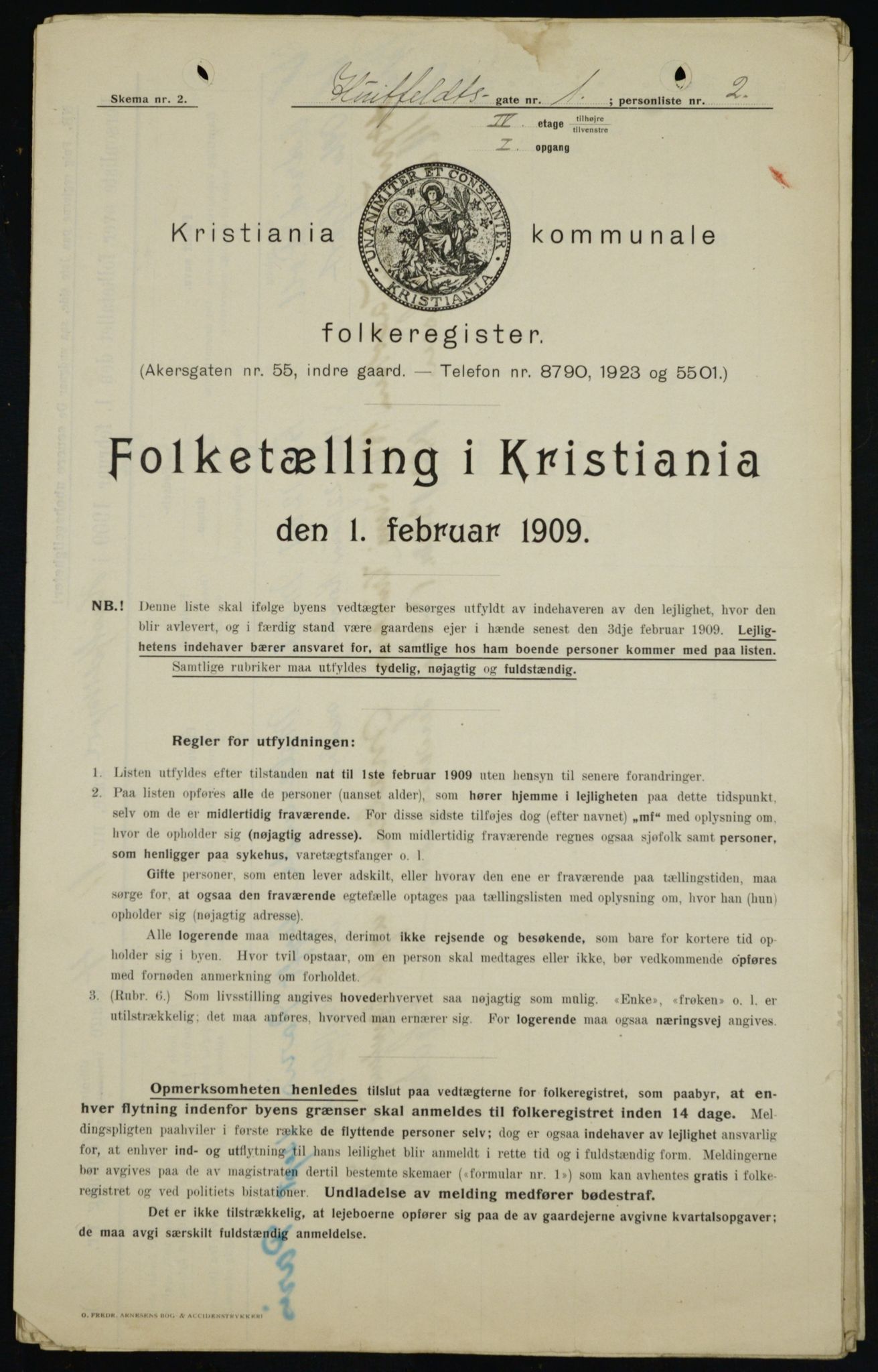 OBA, Kommunal folketelling 1.2.1909 for Kristiania kjøpstad, 1909, s. 37679