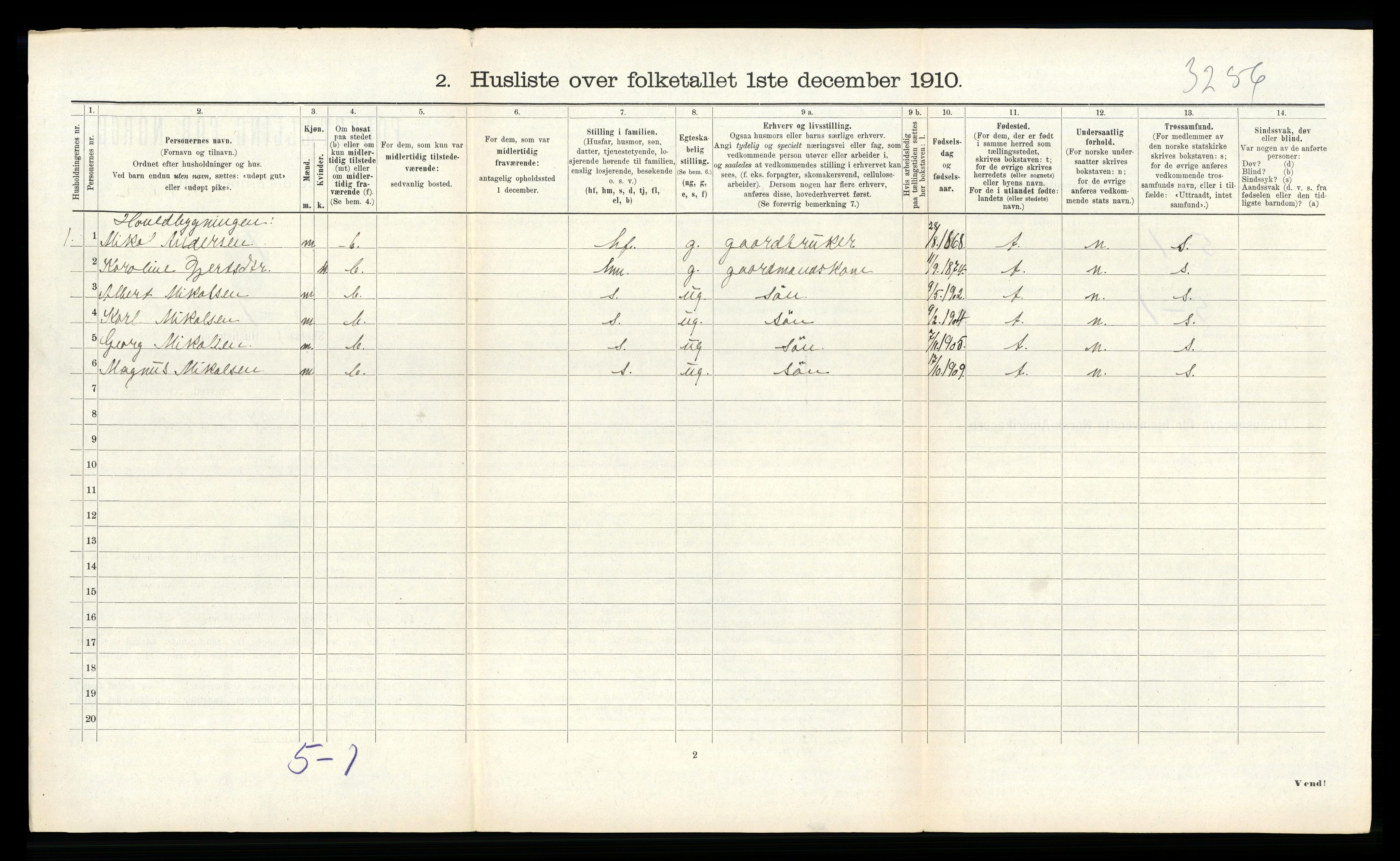 RA, Folketelling 1910 for 1430 Indre Holmedal herred, 1910, s. 287