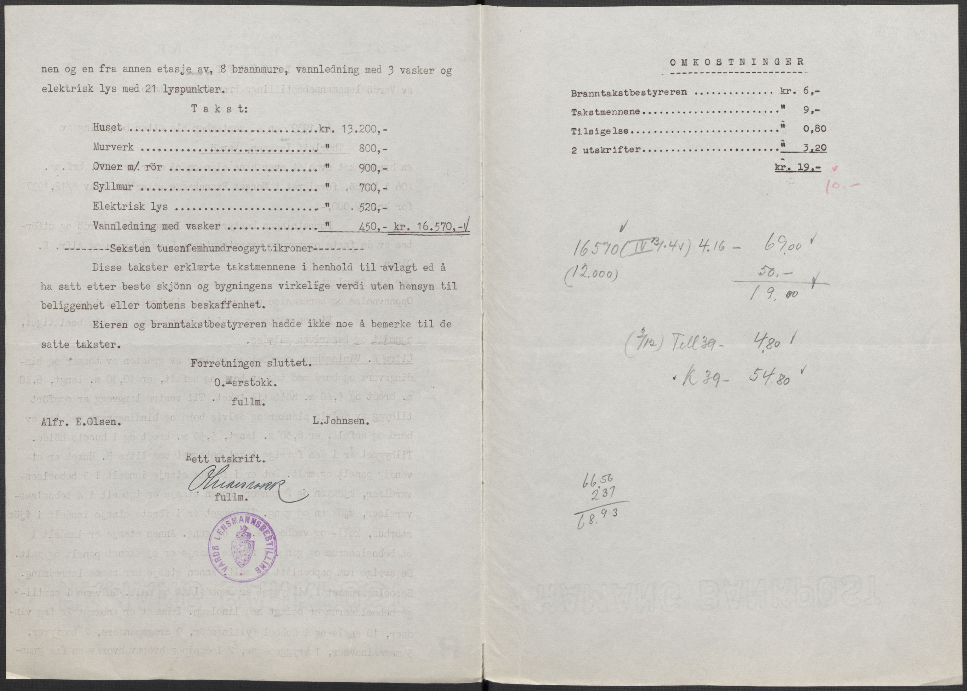 Norges Brannkasse, AV/RA-S-1549/E/Eu/L0019: Branntakster for Vardø by, 1889-1955, s. 48