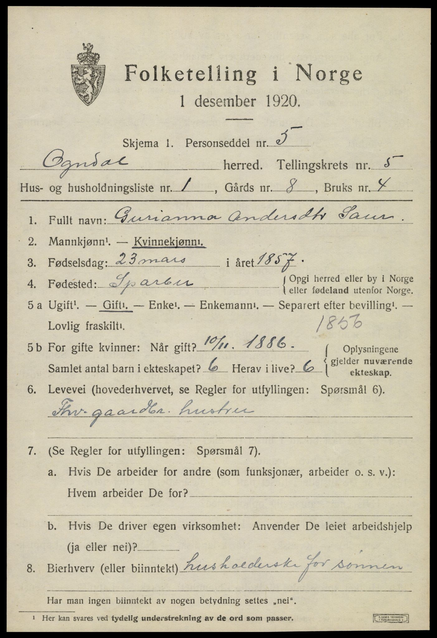 SAT, Folketelling 1920 for 1732 Ogndal herred, 1920, s. 1953