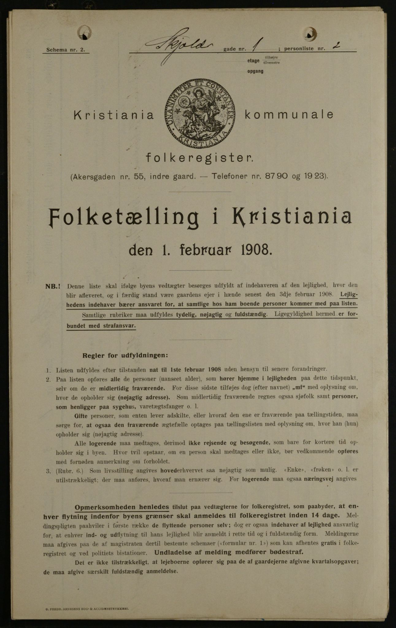 OBA, Kommunal folketelling 1.2.1908 for Kristiania kjøpstad, 1908, s. 86533