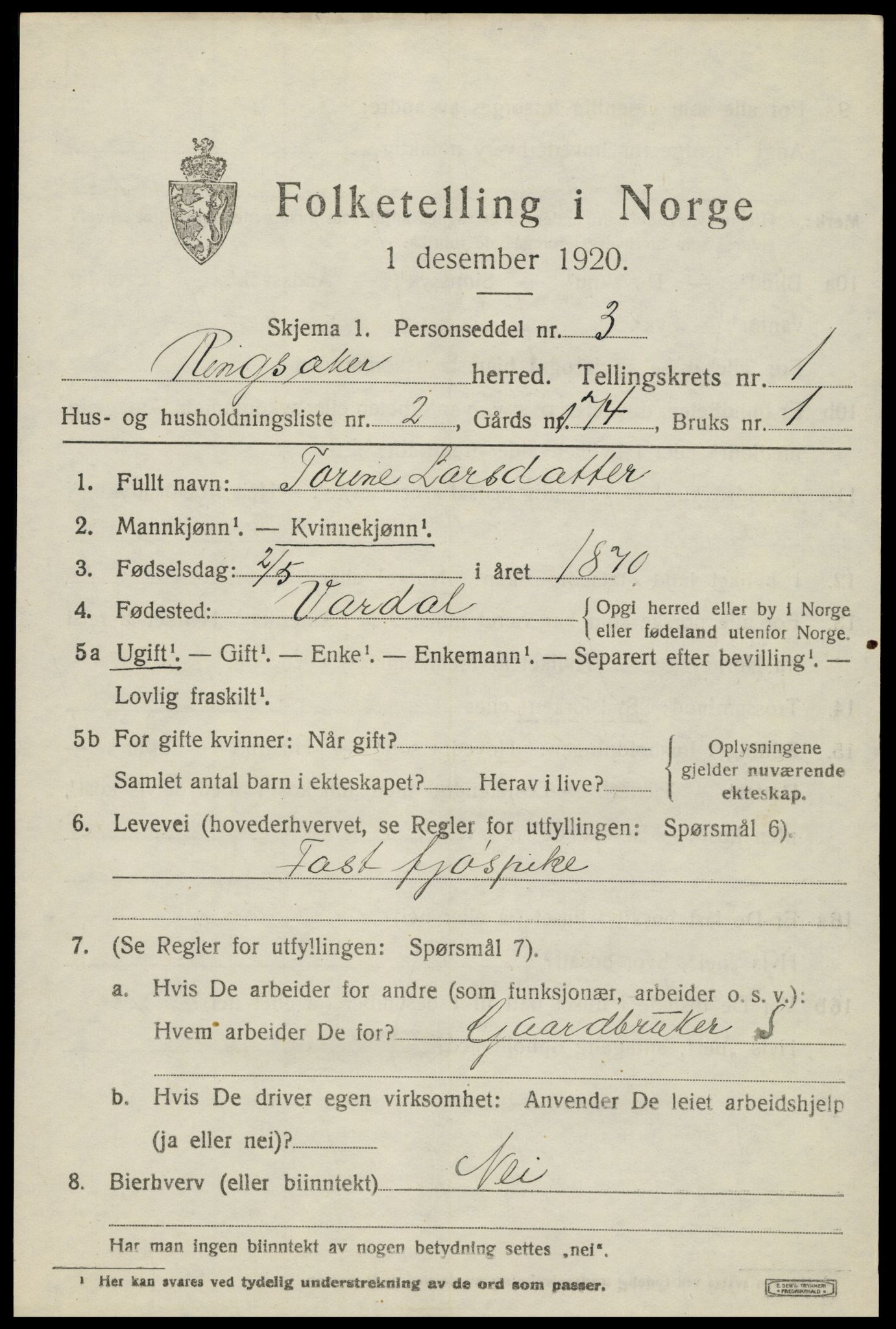 SAH, Folketelling 1920 for 0412 Ringsaker herred, 1920, s. 4400