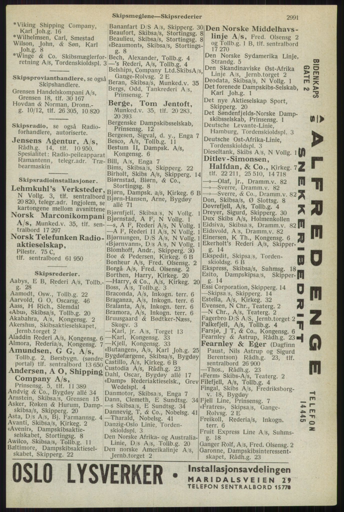 Kristiania/Oslo adressebok, PUBL/-, 1944, s. 2991