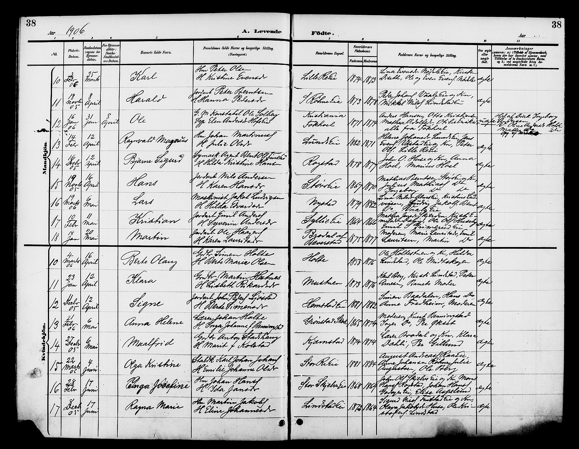 Stange prestekontor, AV/SAH-PREST-002/L/L0012: Klokkerbok nr. 12, 1900-1908, s. 38