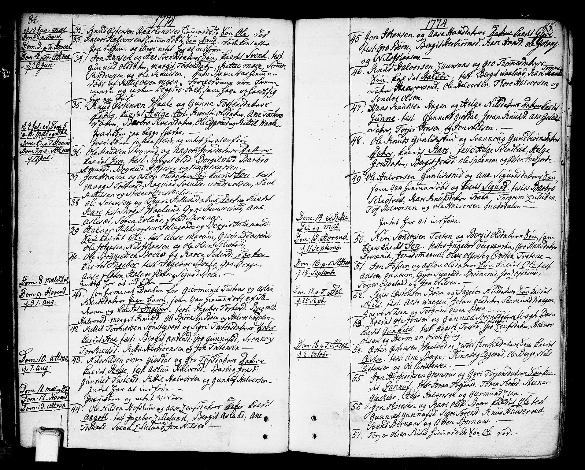 Tinn kirkebøker, AV/SAKO-A-308/F/Fa/L0002: Ministerialbok nr. I 2, 1757-1810, s. 84-85
